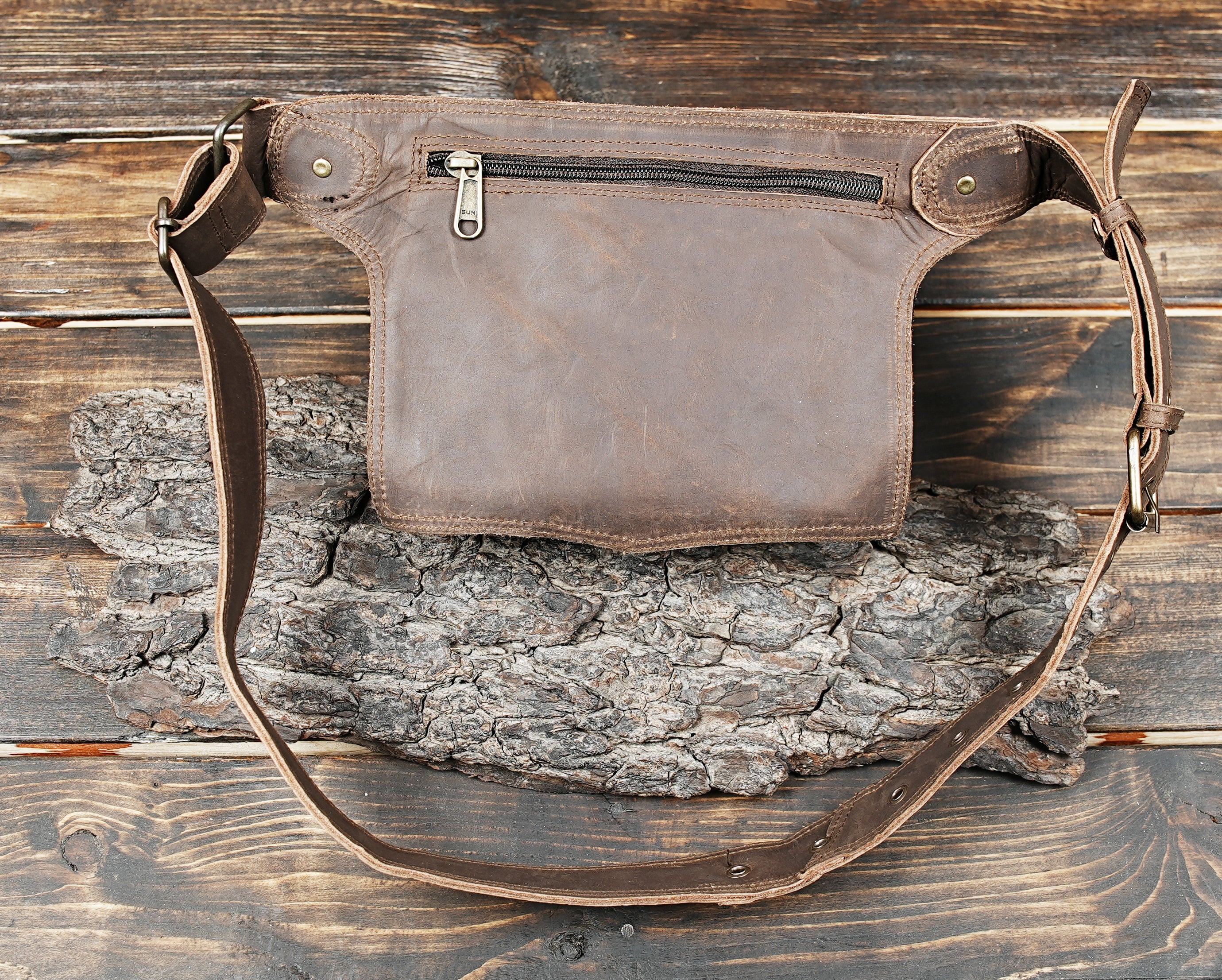 Festival leather hip pouch for men and women