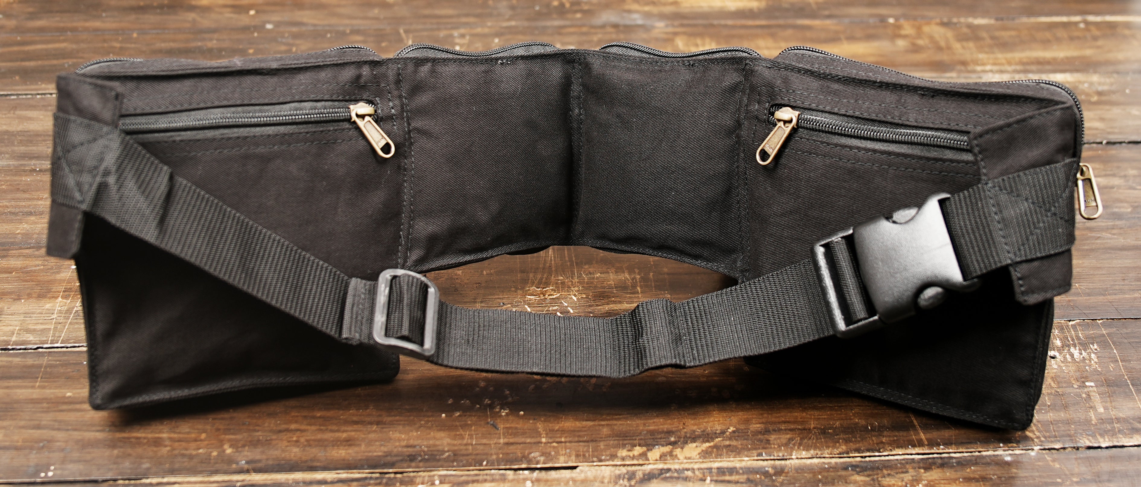 Adjustable cotton belt bag with organizer pockets for daily essentials