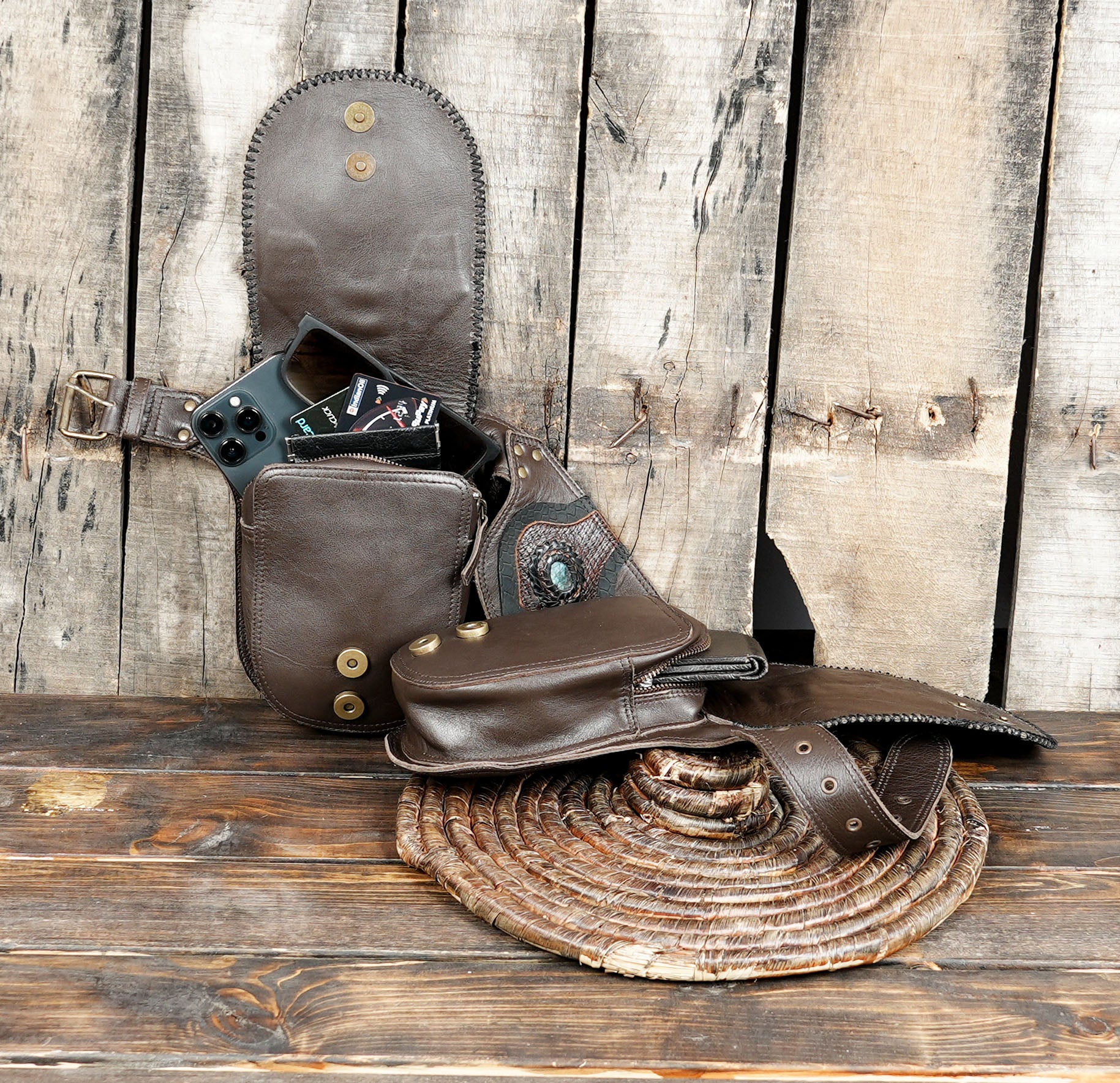 Real gemstone accents for unique tribal look