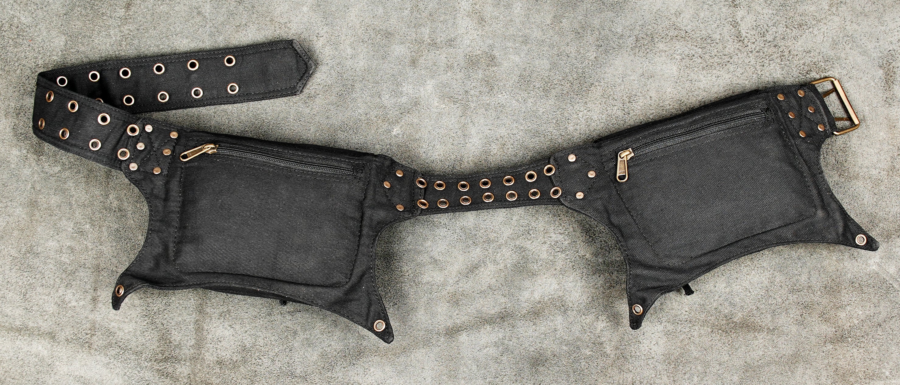 Cotton waist belt bag with double front pockets