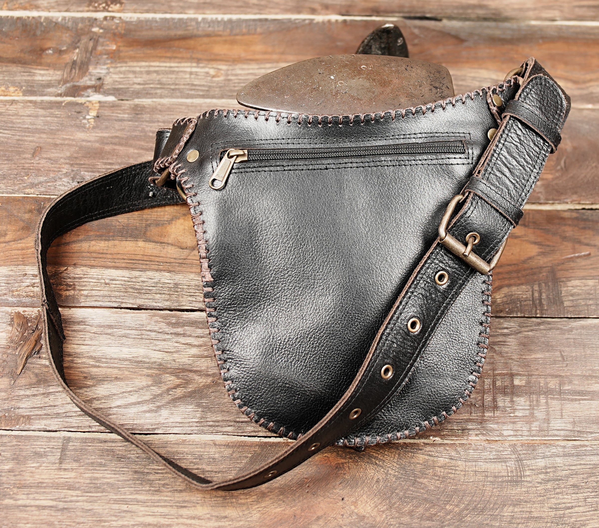 Premium leather waist belt with decorative gemstone design