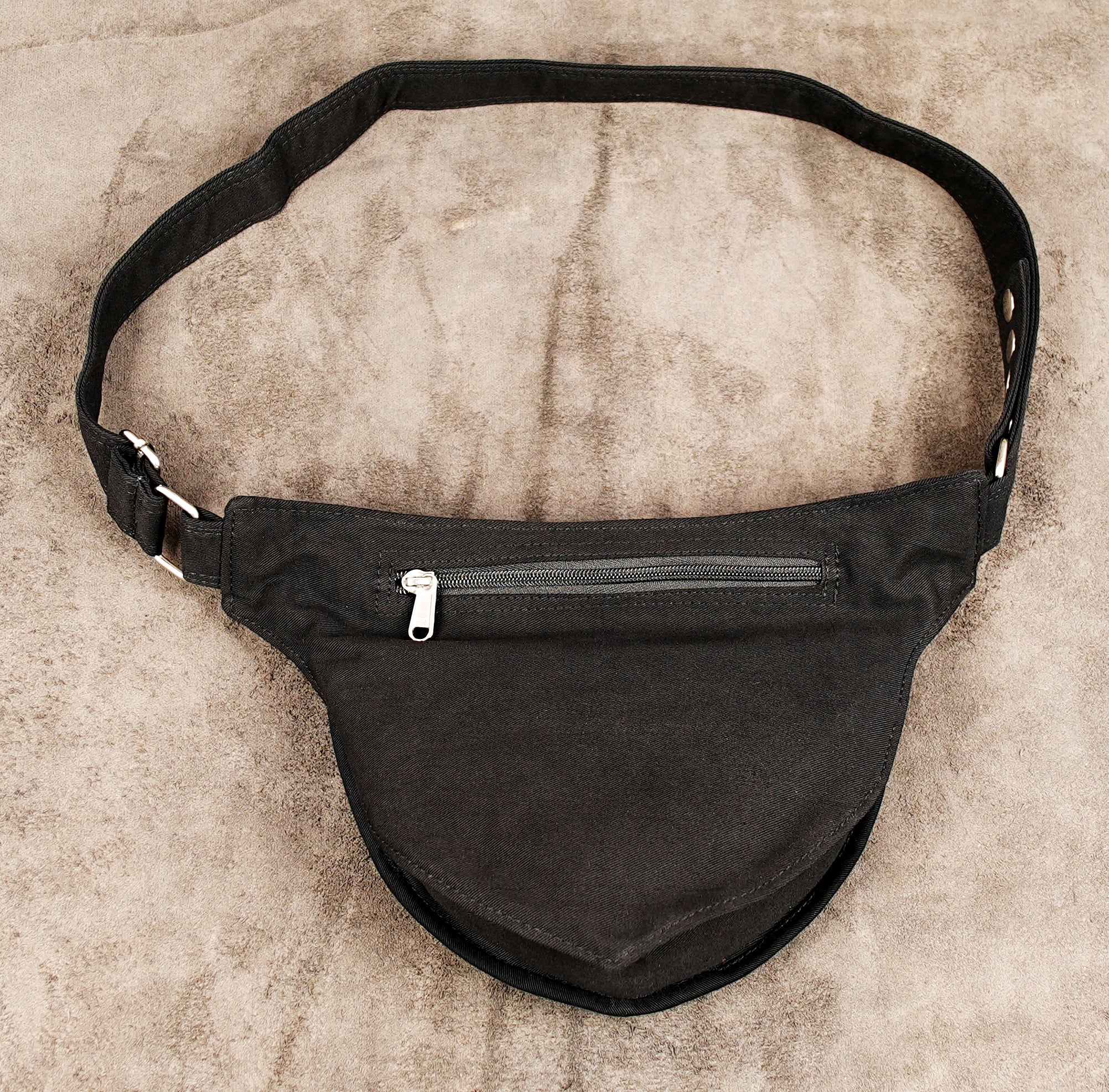 Lightweight black waist bag with multiple compartments