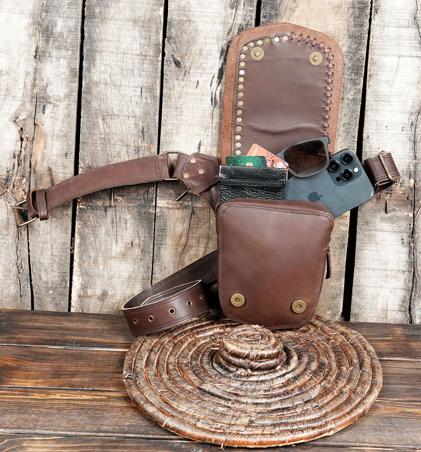 Leather Waist Bag Brown