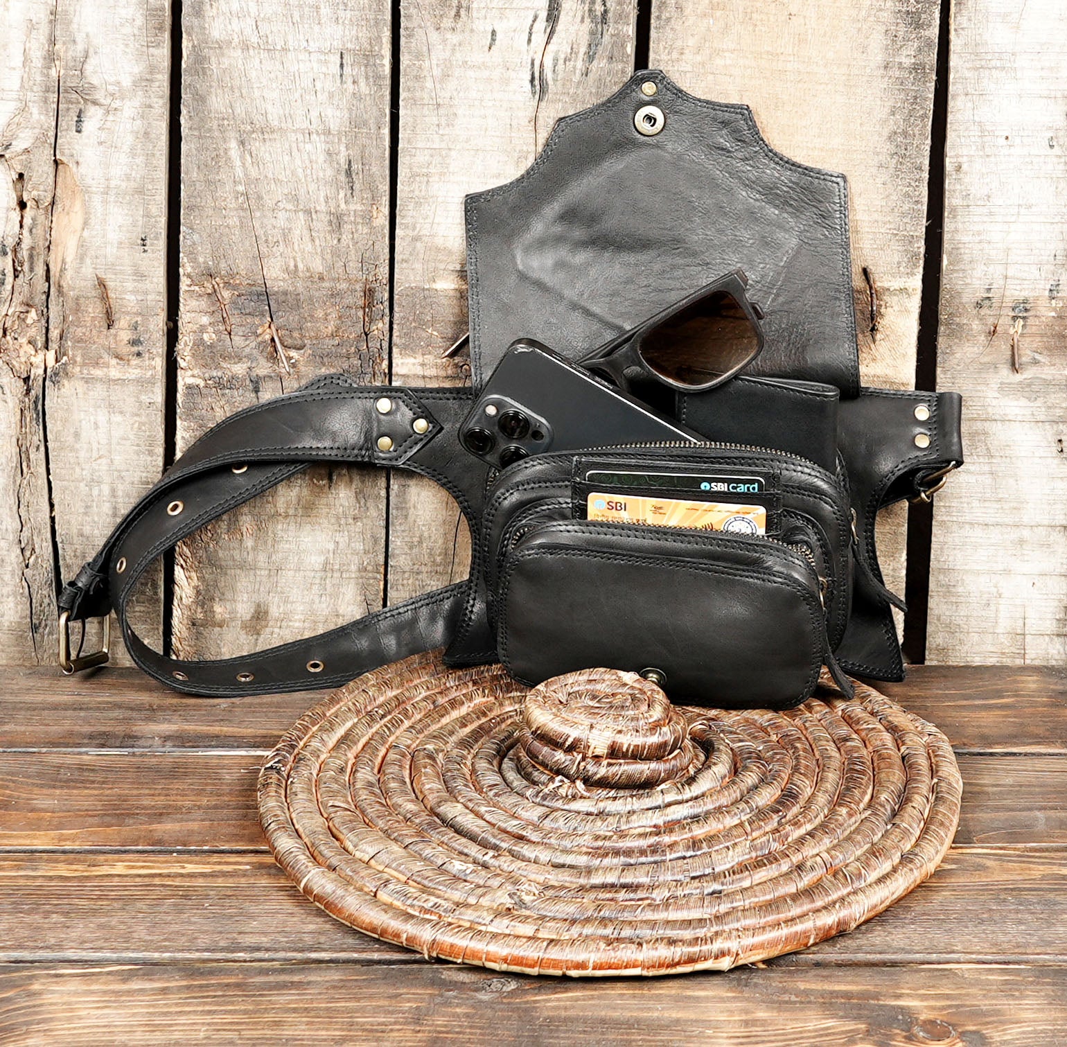 Western fashion leather utility bag for festivals and travel