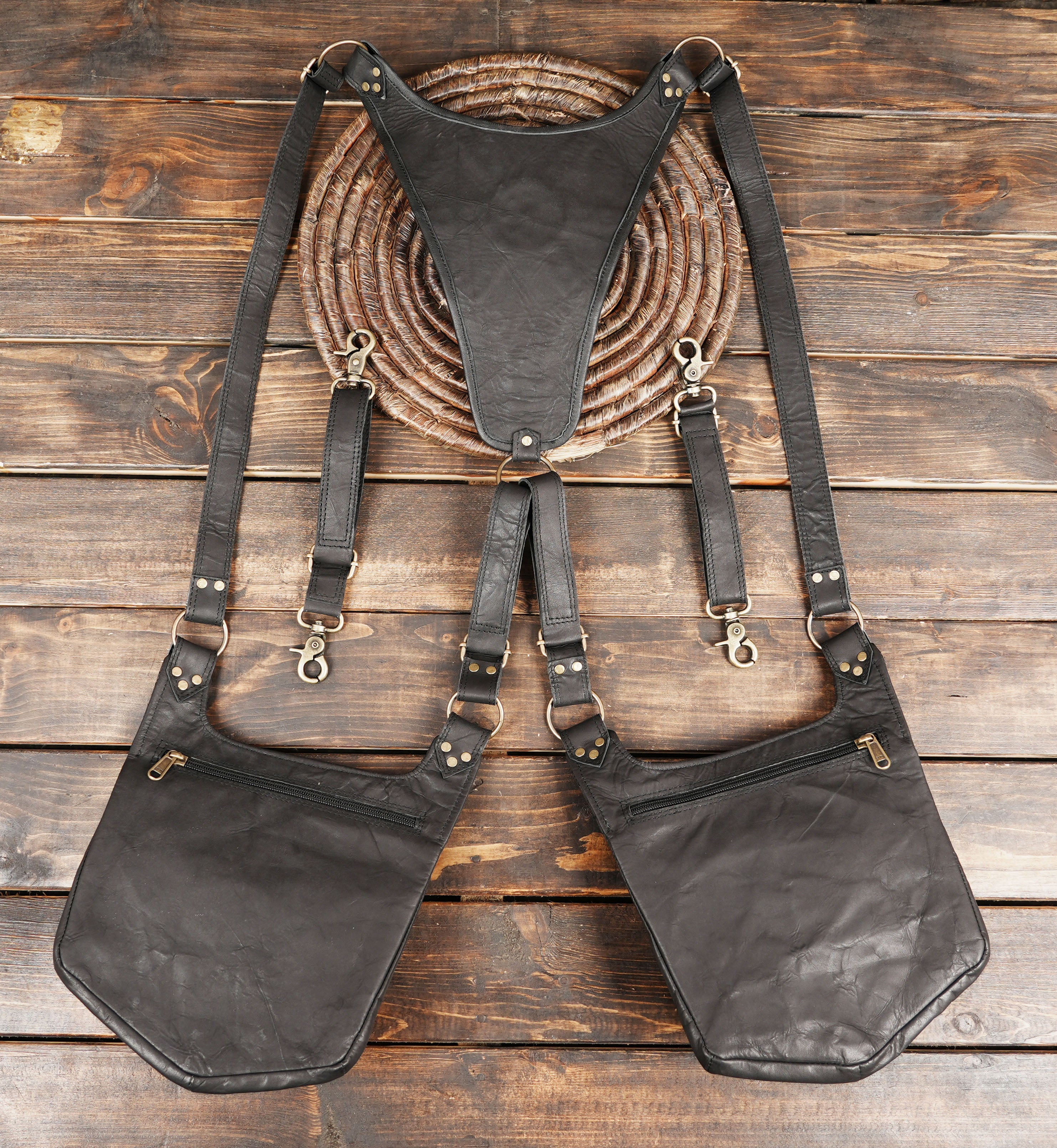 Steampunk cosplay leather belt with studded design and sturdy hardware.