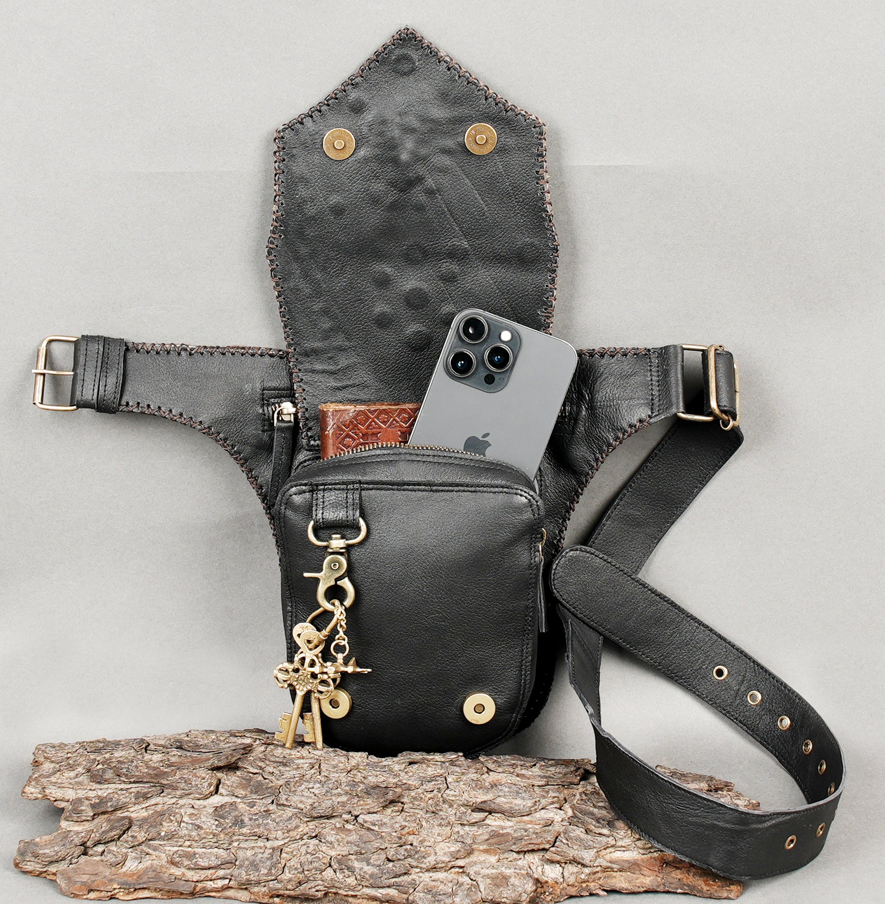 Bohemian leather waist belt for festivals and alternative fashion