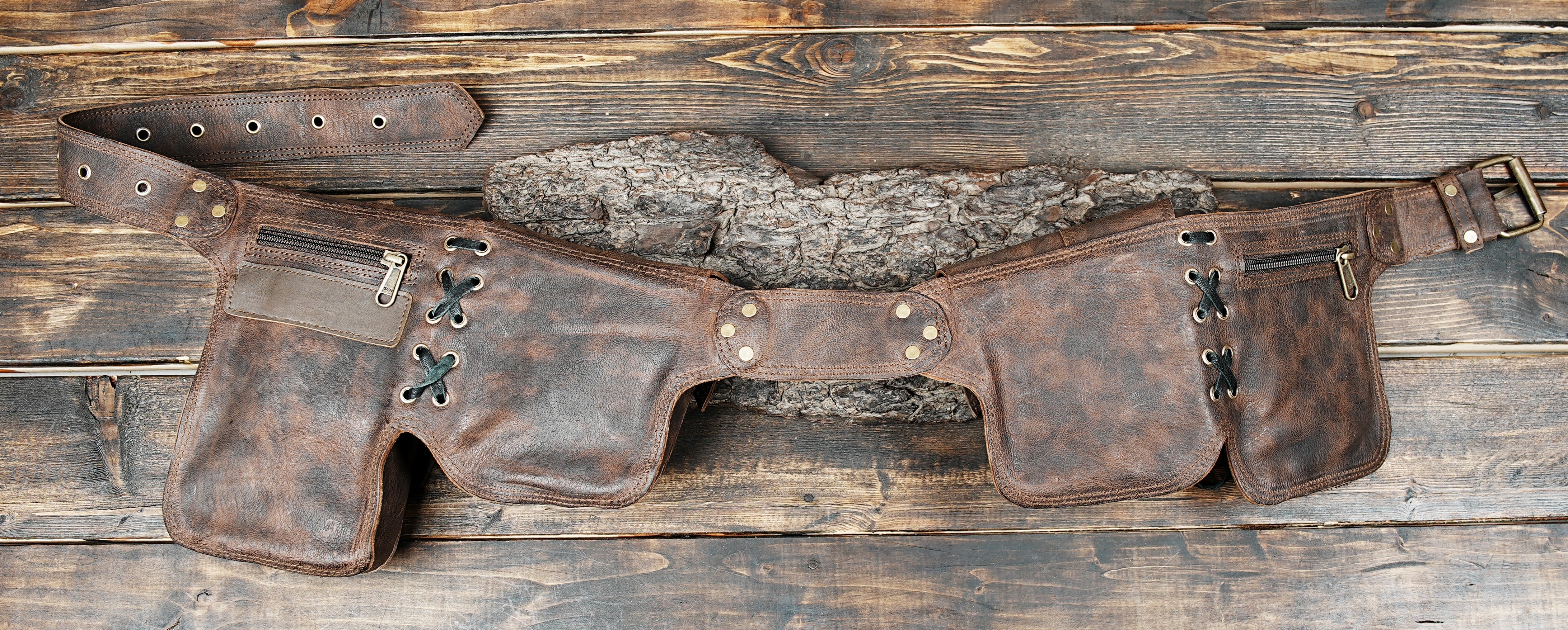 Artisan Leather Festival Belt with Gemstone Accent