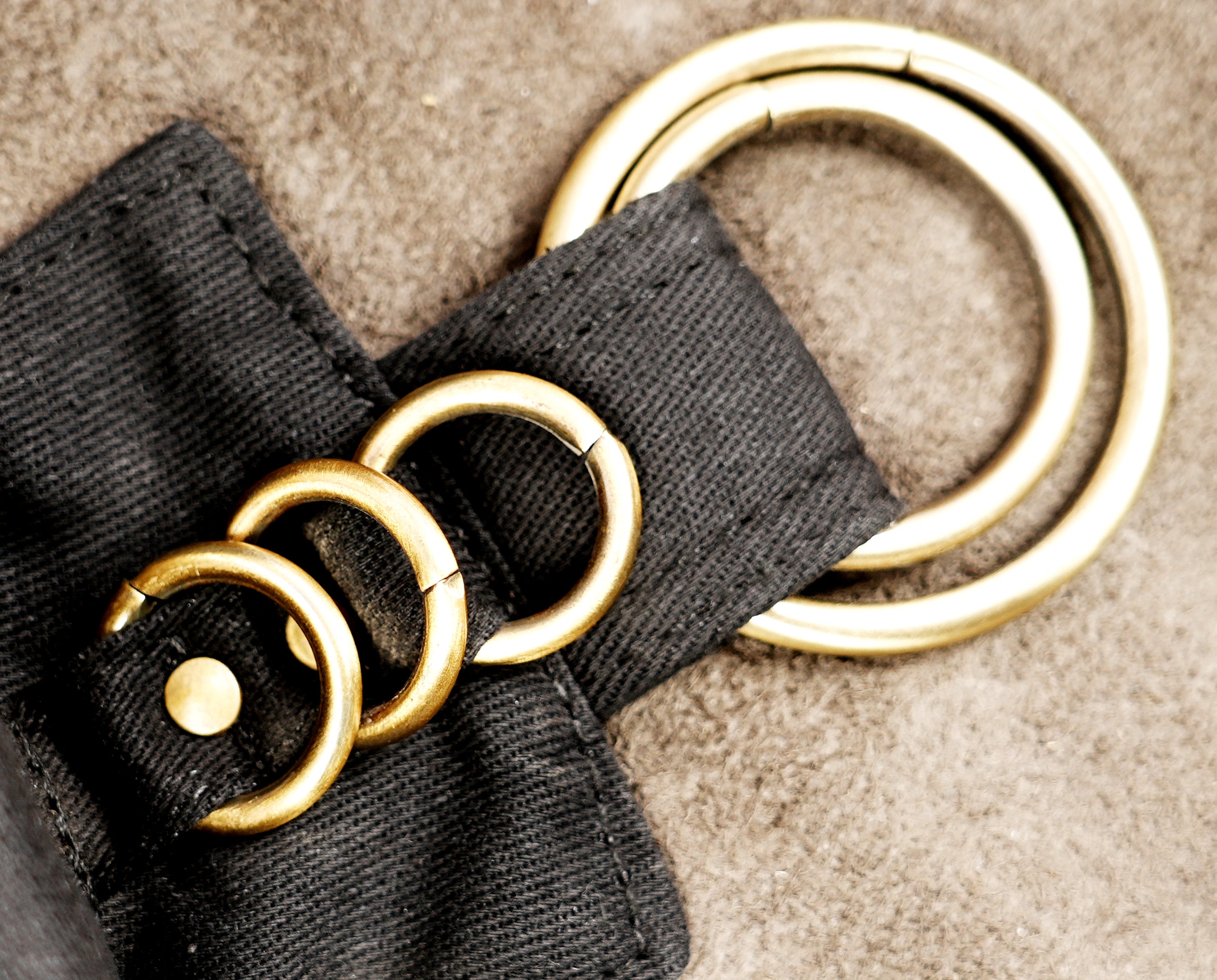 Steampunk style black canvas hip pouch with secure snap pockets