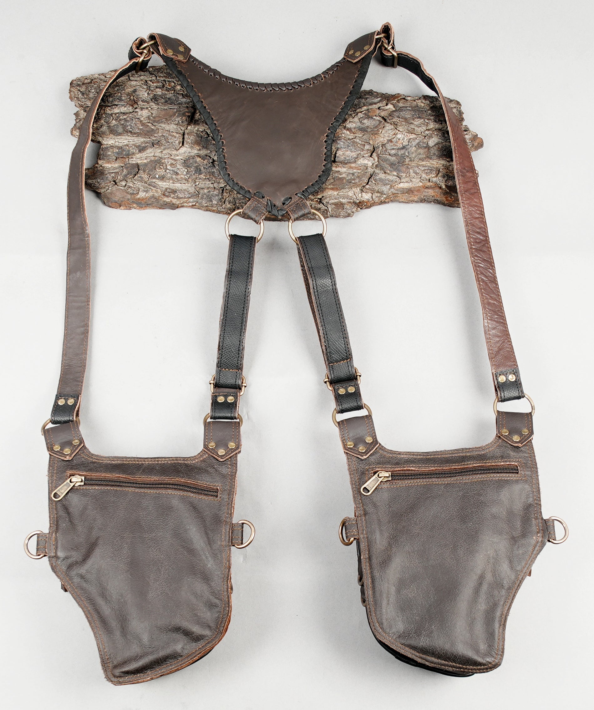 Gothic leather holster rig with stone and stud details