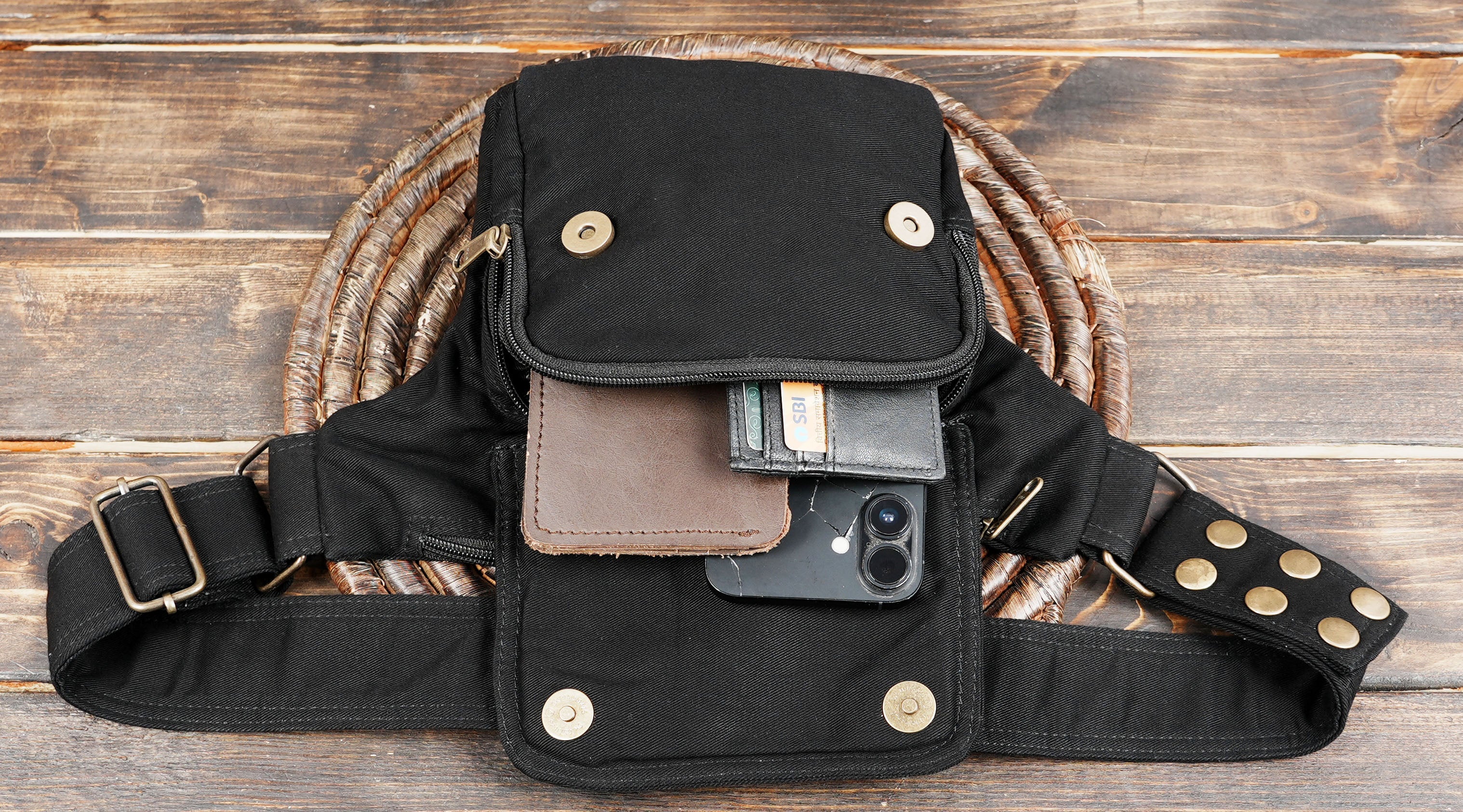 Handmade Cotton Belt Pouch for Festivals Markets and Outdoor Events