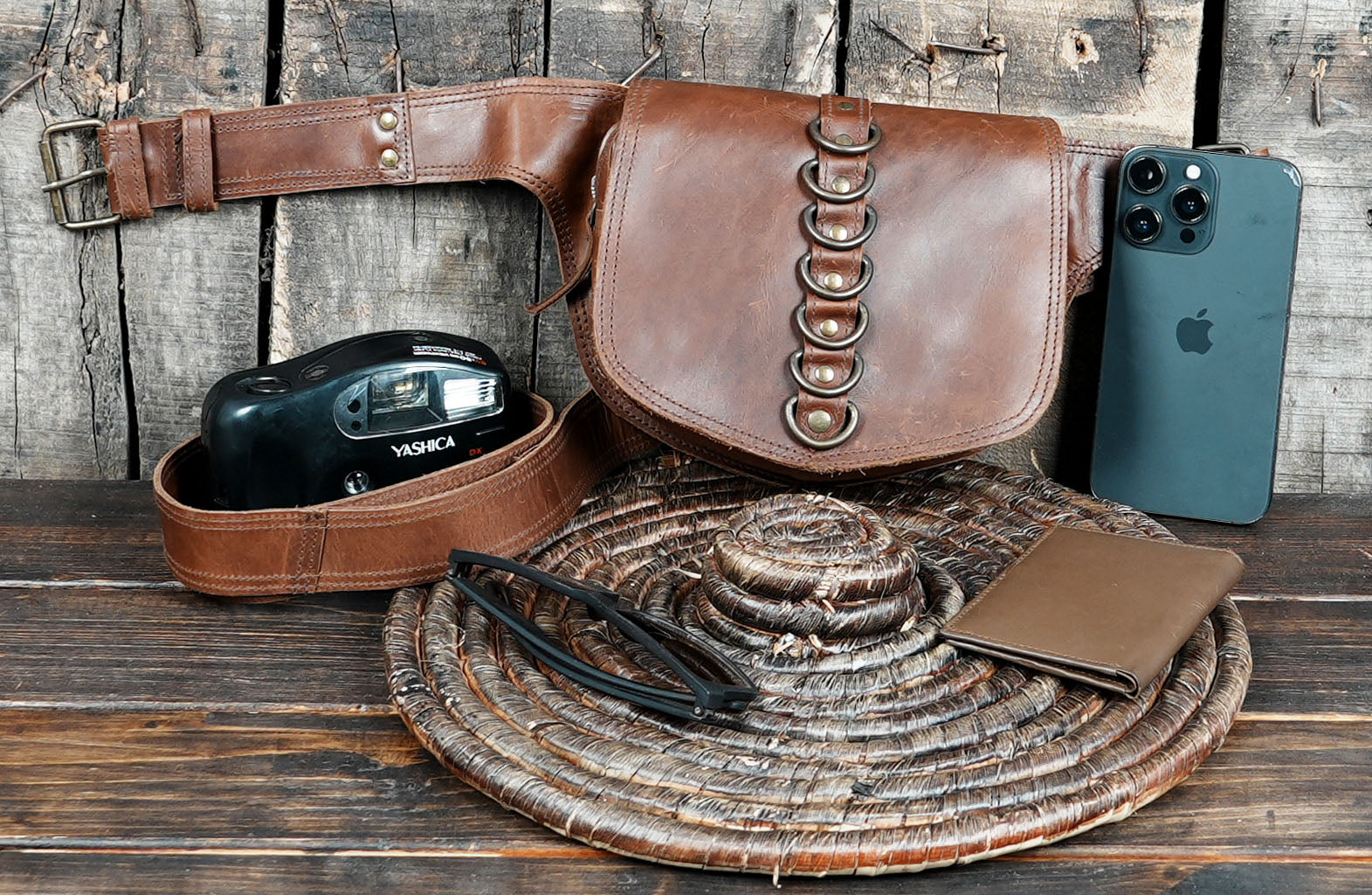 Leather hip belt with secure fit and classic style