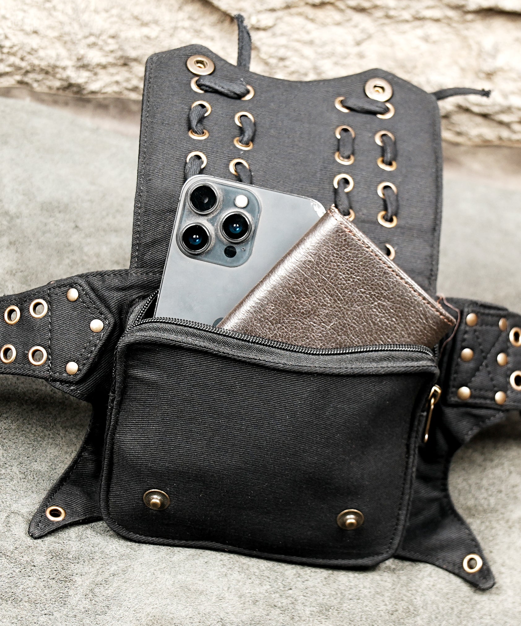 Adjustable cotton waist belt pouch for travel