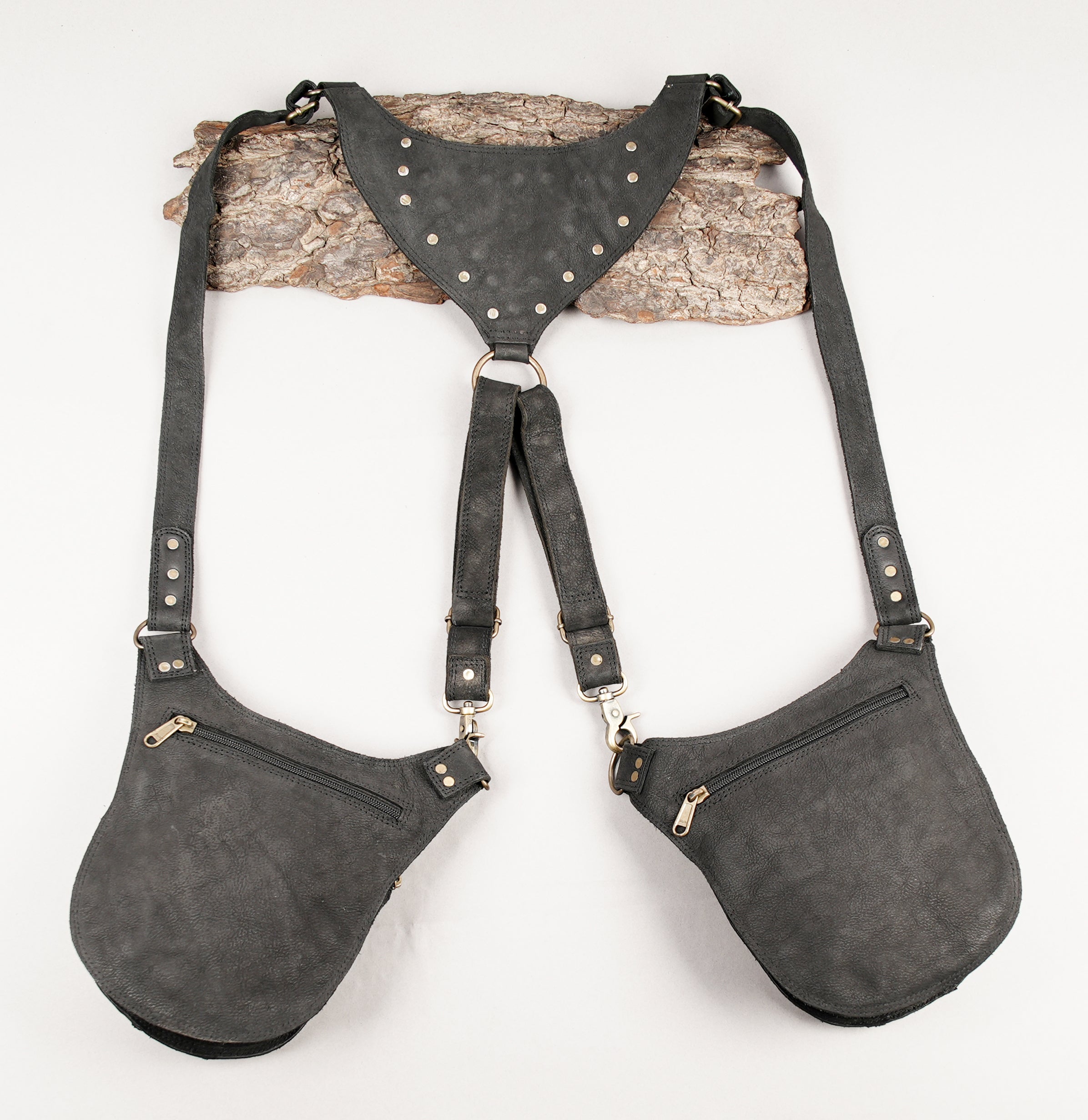 Designer leather holster with crocodile pattern and brass hardware