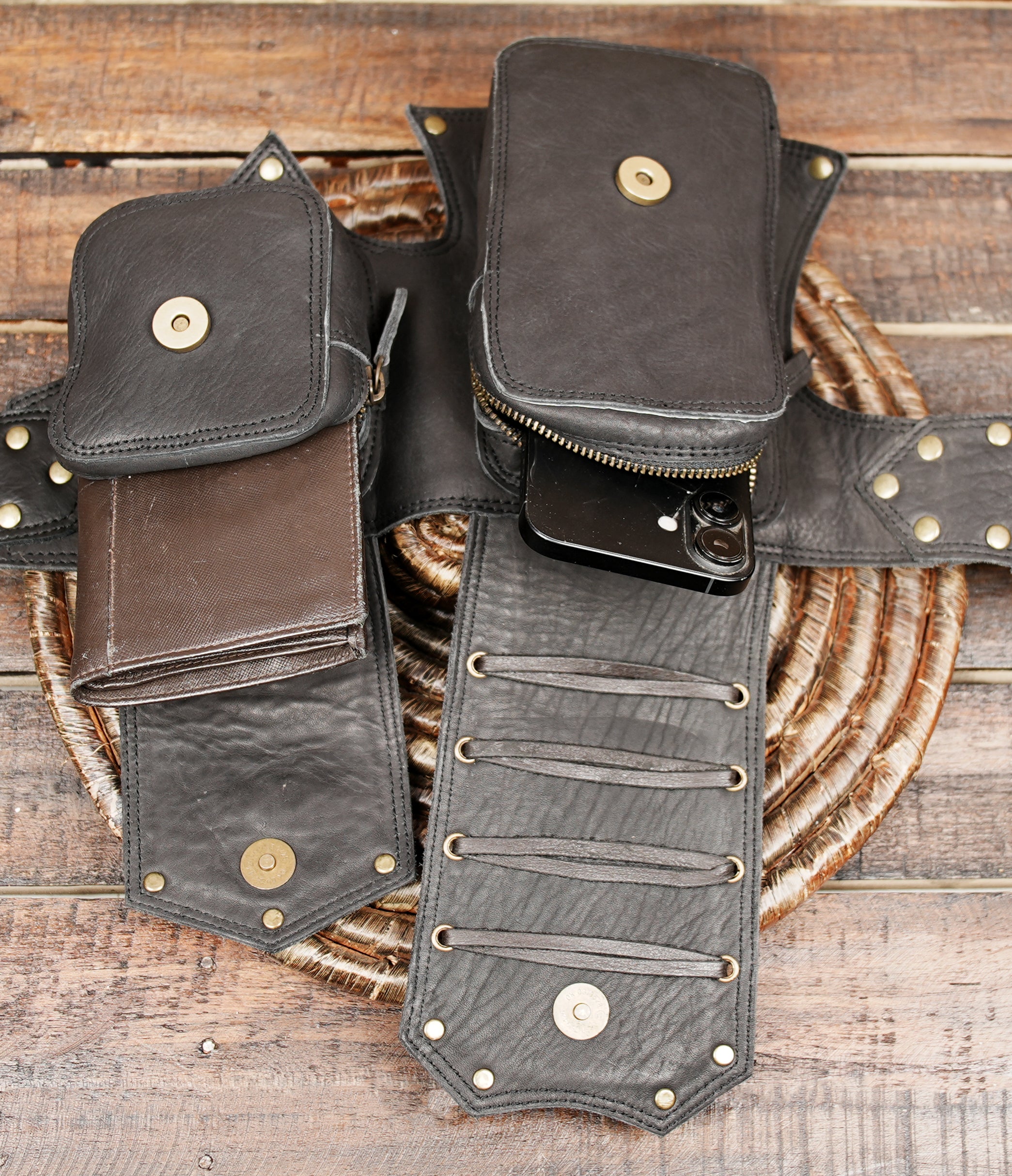 Handmade black leather Waist Belt  (LT-AB-WB-6089)