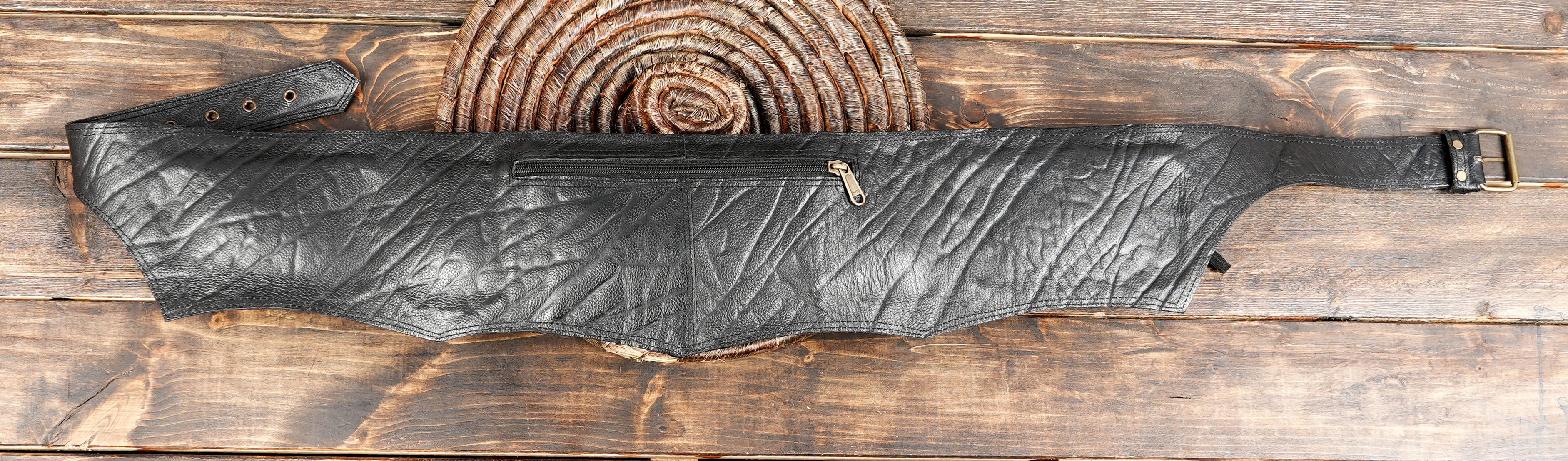 Gothic Steampunk Leather Waist Belt – Handmade Multi Pocket Pouch