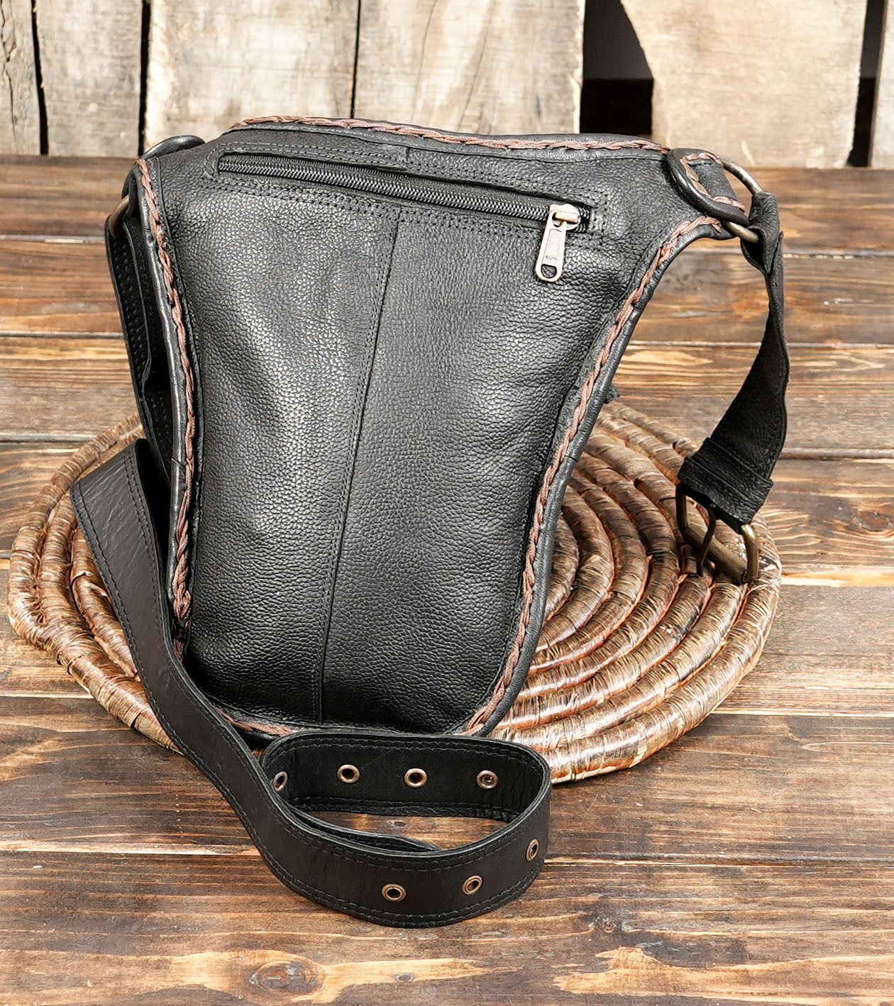 Steampunk Leather Waist Belt – Handmade Utility Pouch with Studs