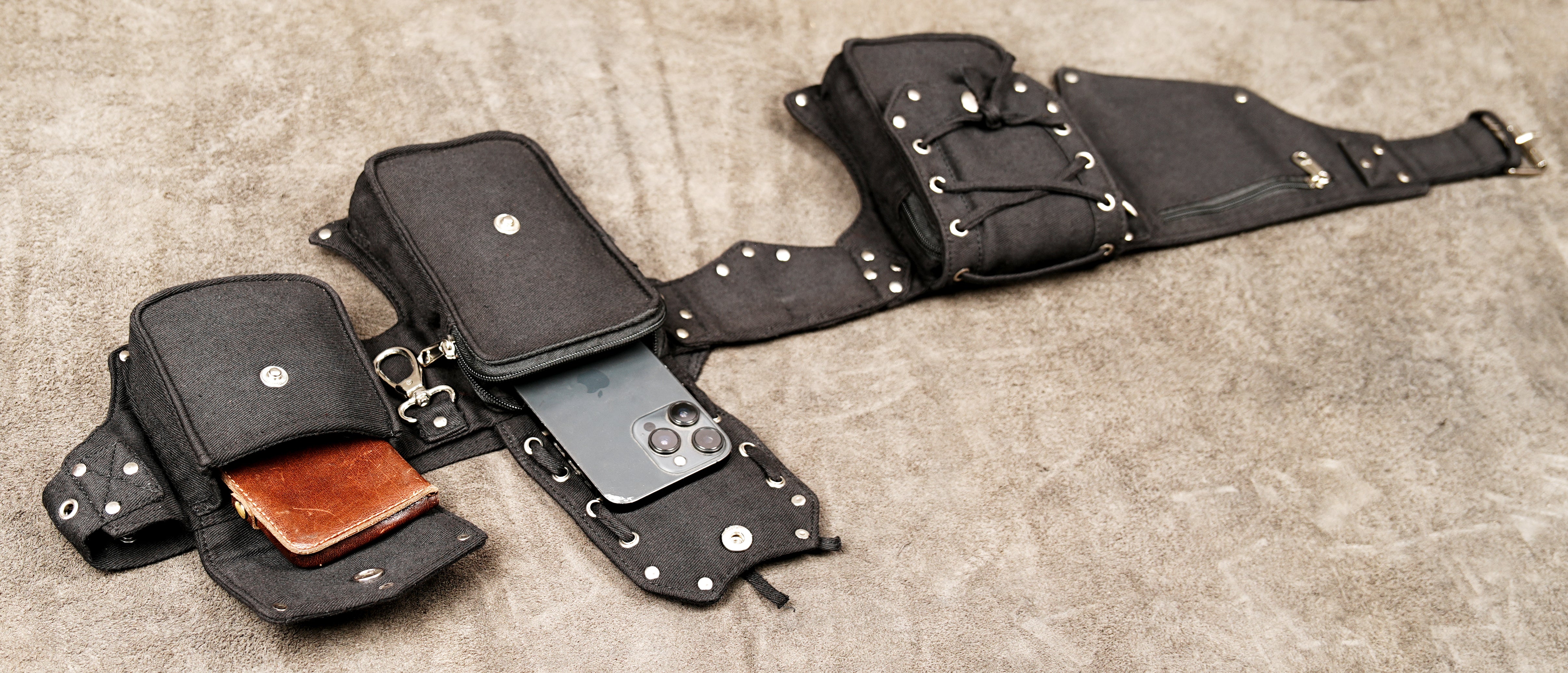 Combined USA/AU: The ultimate hands-free utility: multi-pocket cotton fanny pack and rugged Australian bum bag.