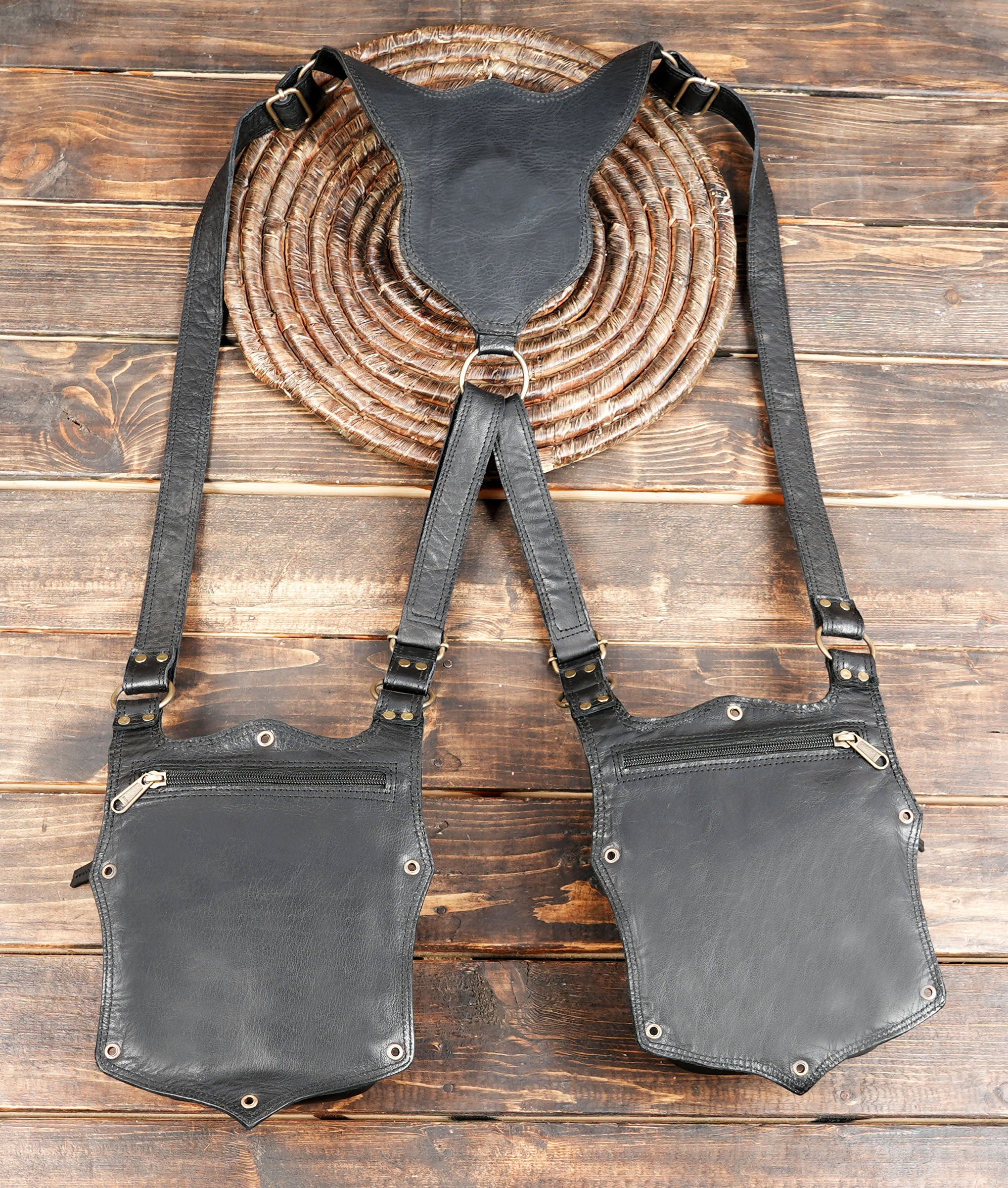 Black & Brown Leather Holster  Handmade Utility Belt (LT-AB-HLS-6052)