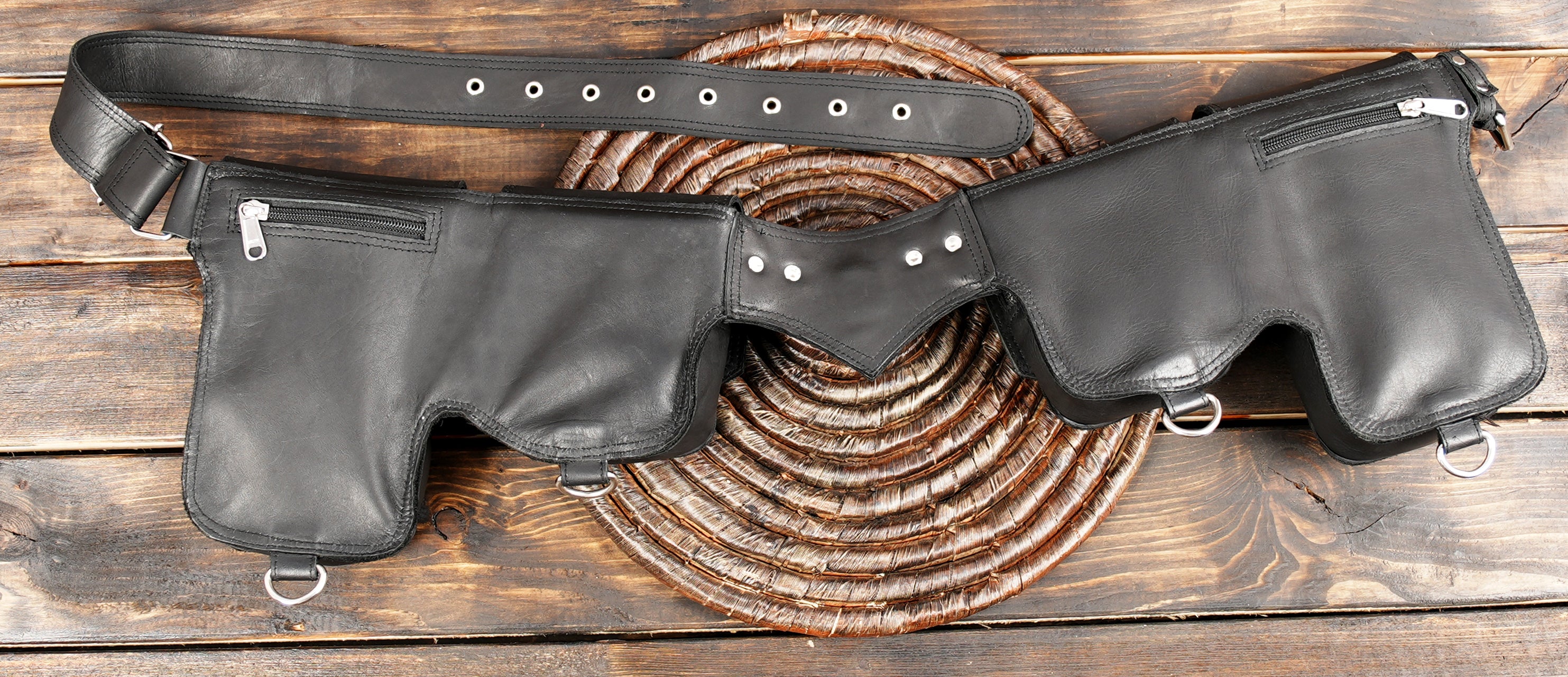 Handmade Leather Gemstone Belt Bag: Festival Hip Pack