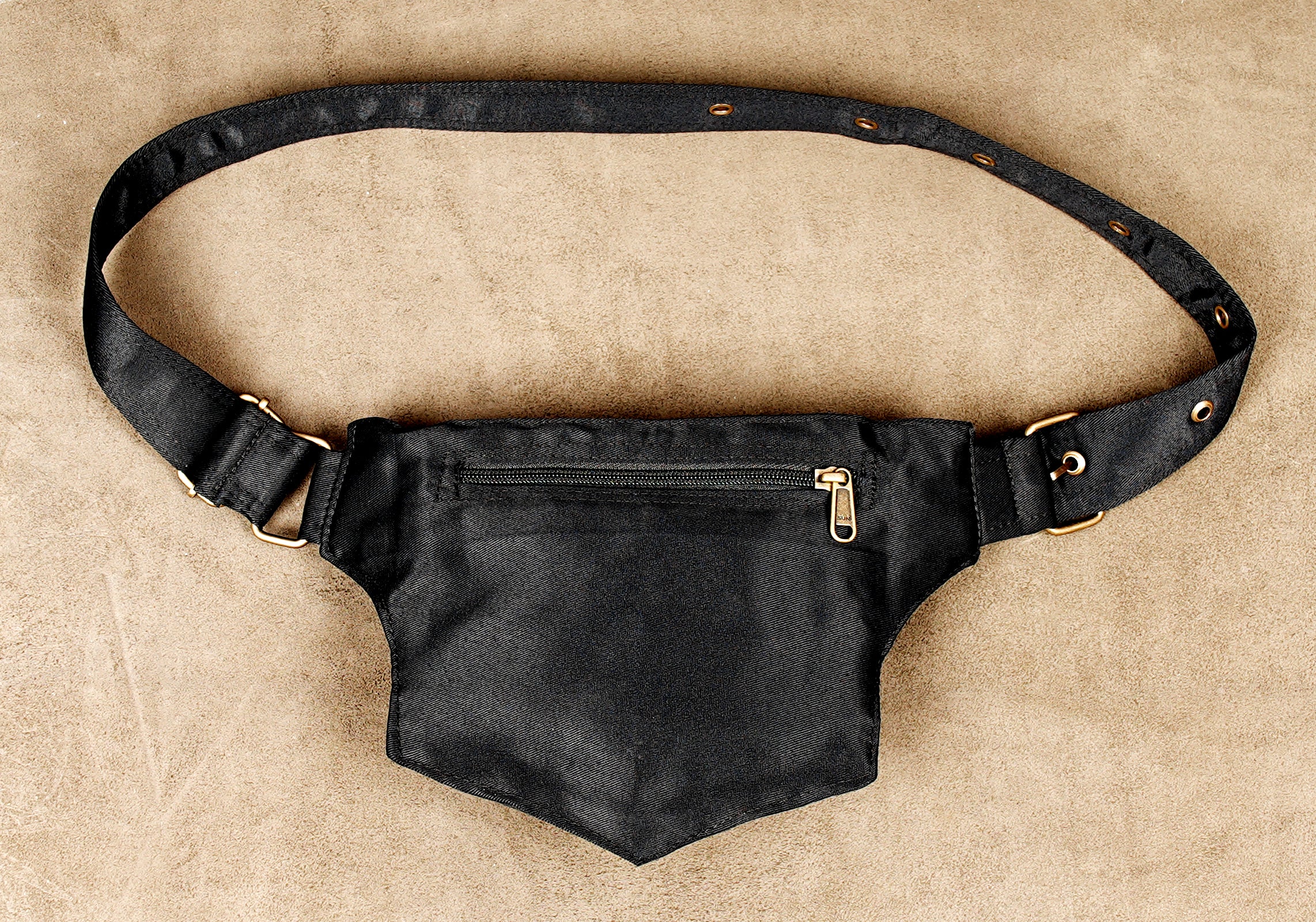 Compact black utility waist bag with secure zipper pockets