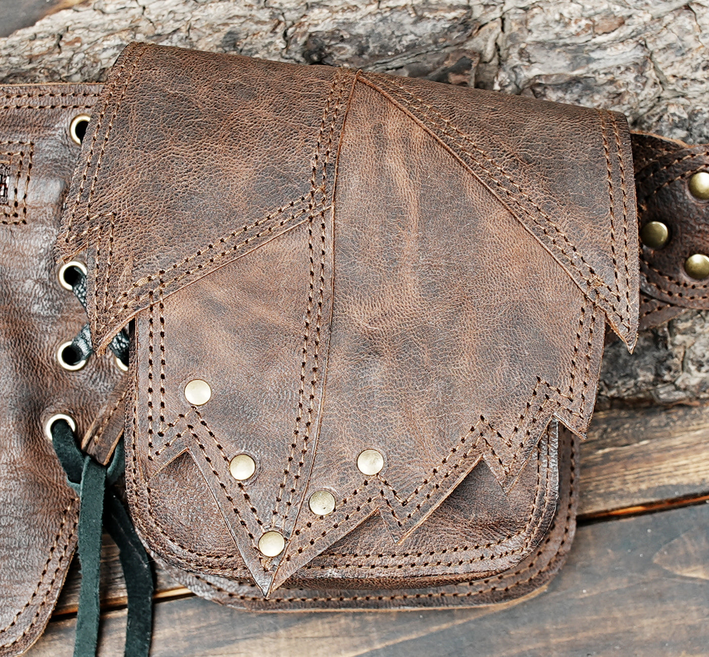Boho festival leather waist pouch belt for men and women
