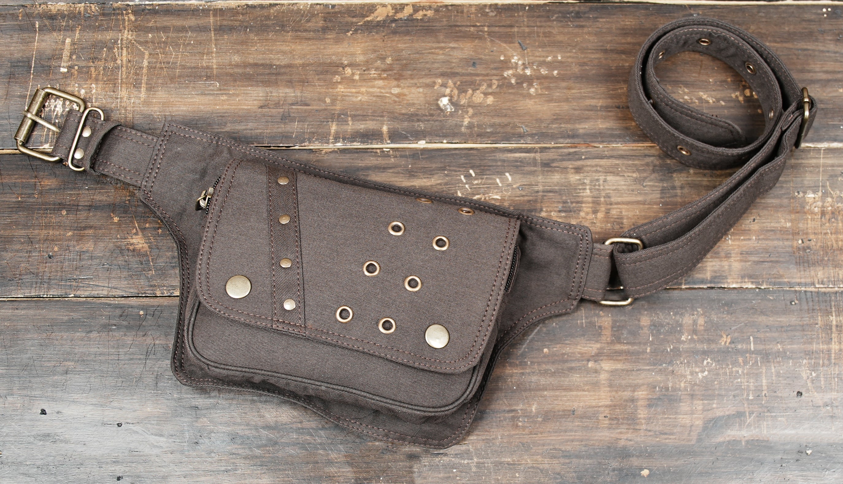 Festival waist belt with storage pocket and durable cotton canvas construction
