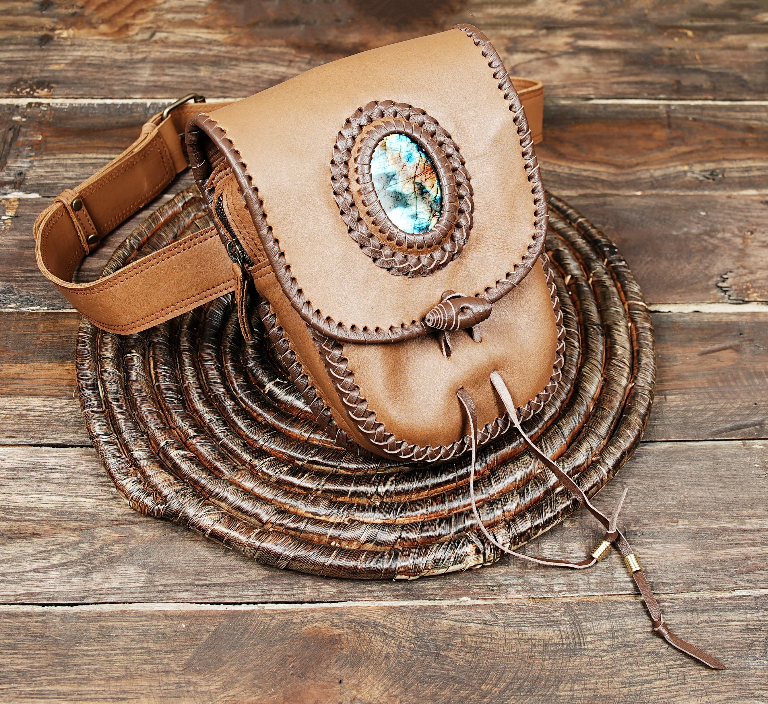 Premium leather waist pouch with adjustable belt strap