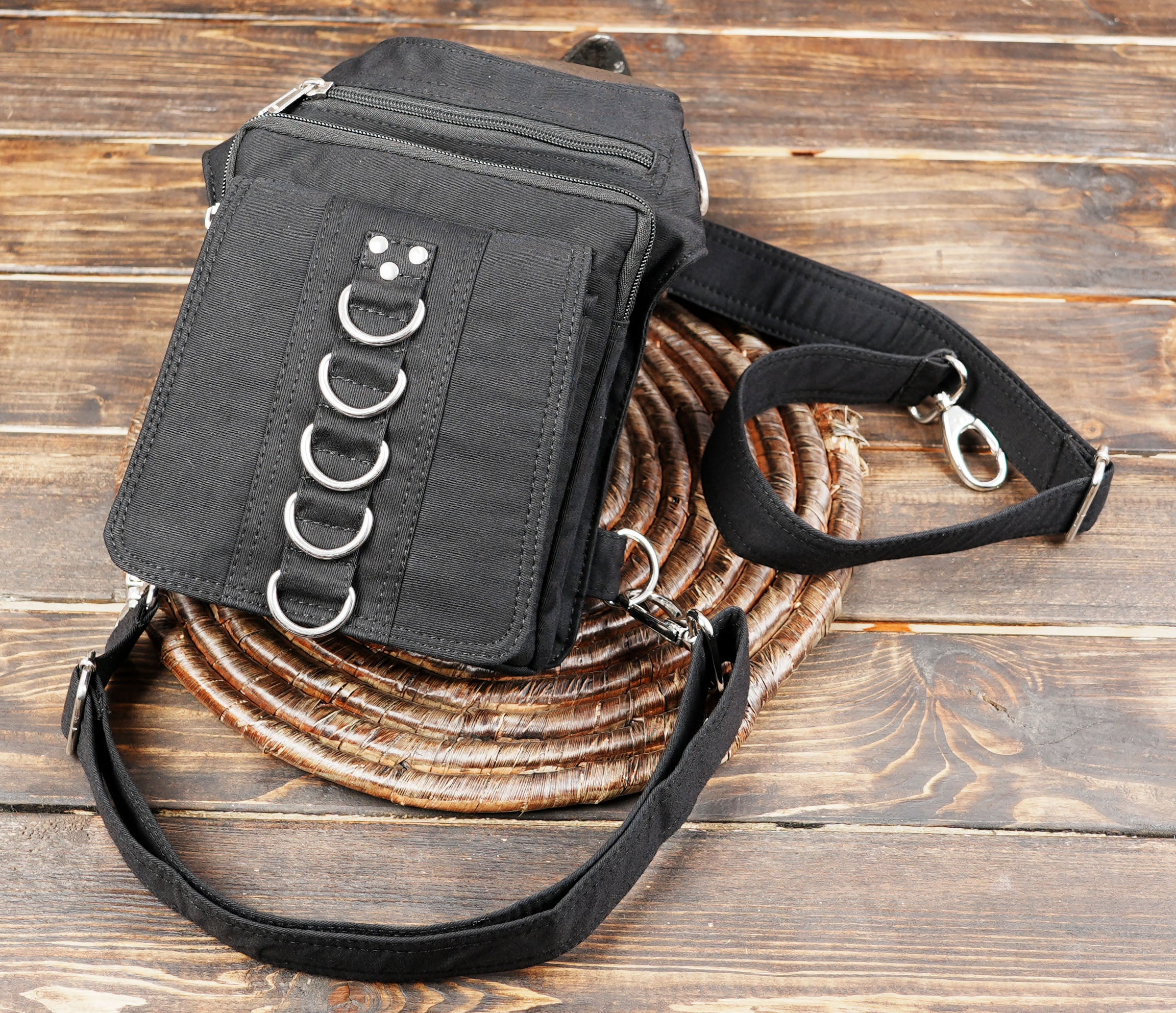 Gothic cotton holster bag for festivals, concerts, and cosplay outfits