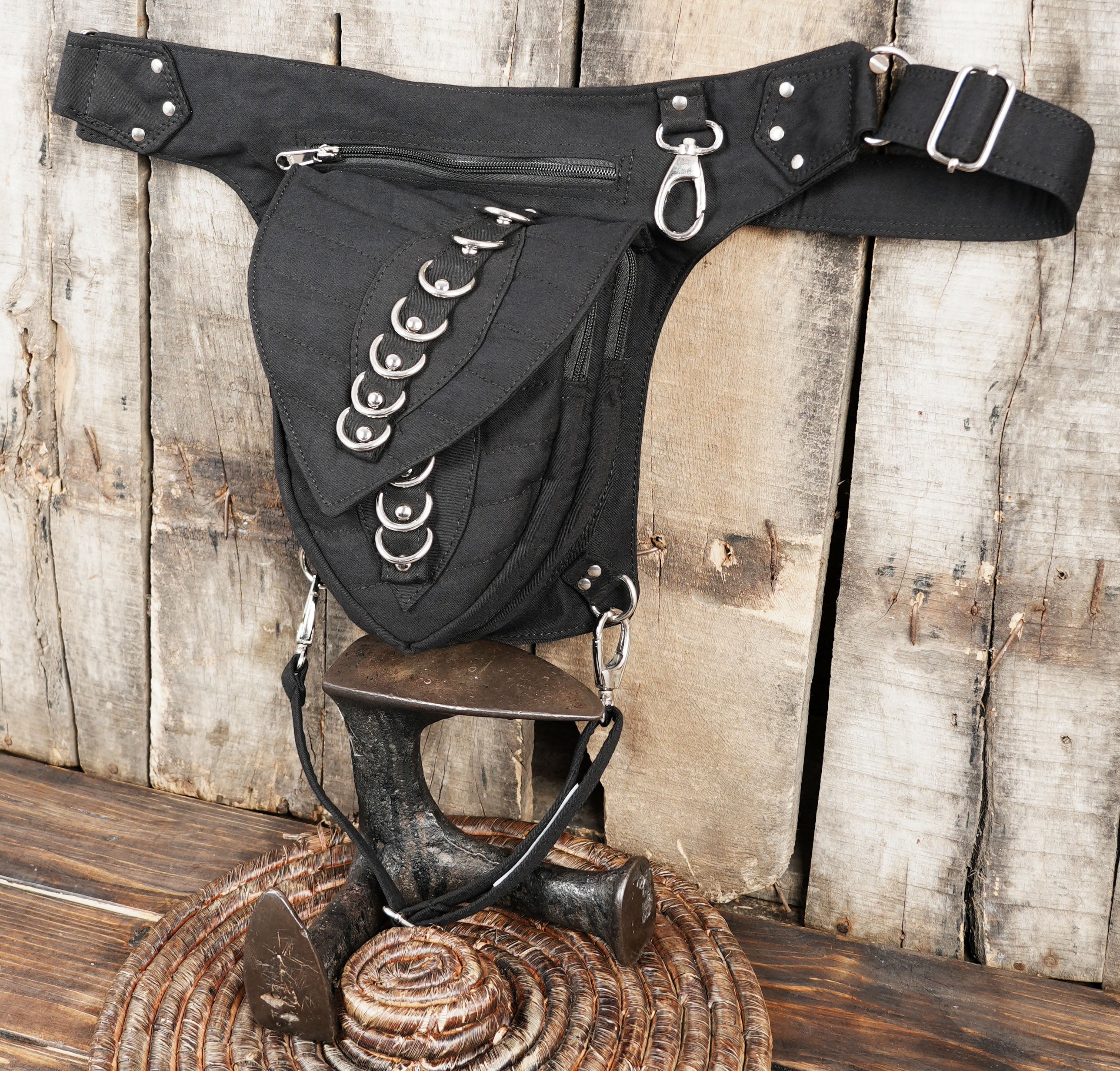 Minimalist military style underarm hip holster pack on a mannequin.