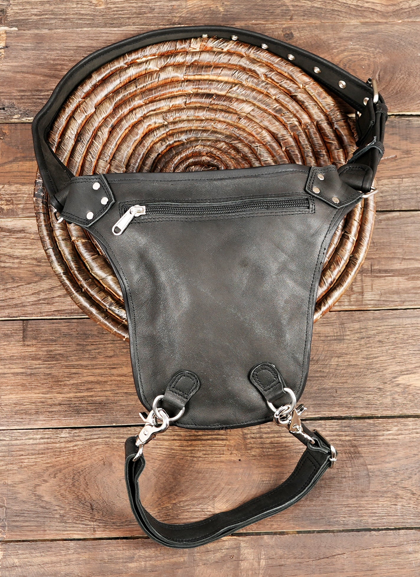 Leather Holster Bag, festival shoulder holster, pocket bags, circus costume, steampunk accessories, utility bag crossbody bag leather with back side zipper 