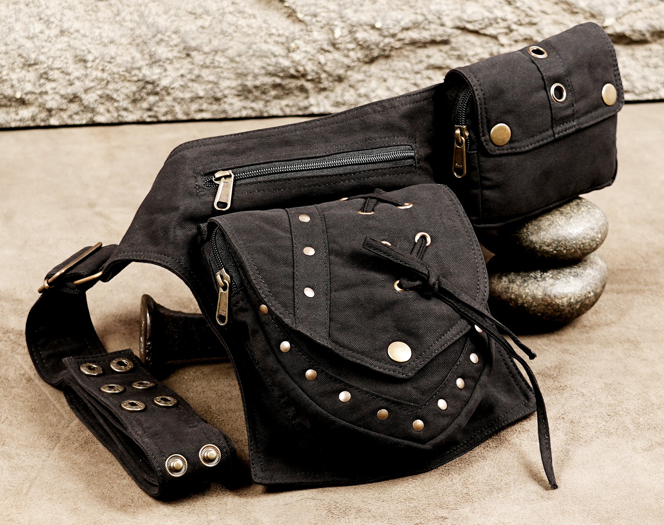 Stylish black canvas fanny pack for travel and daily use