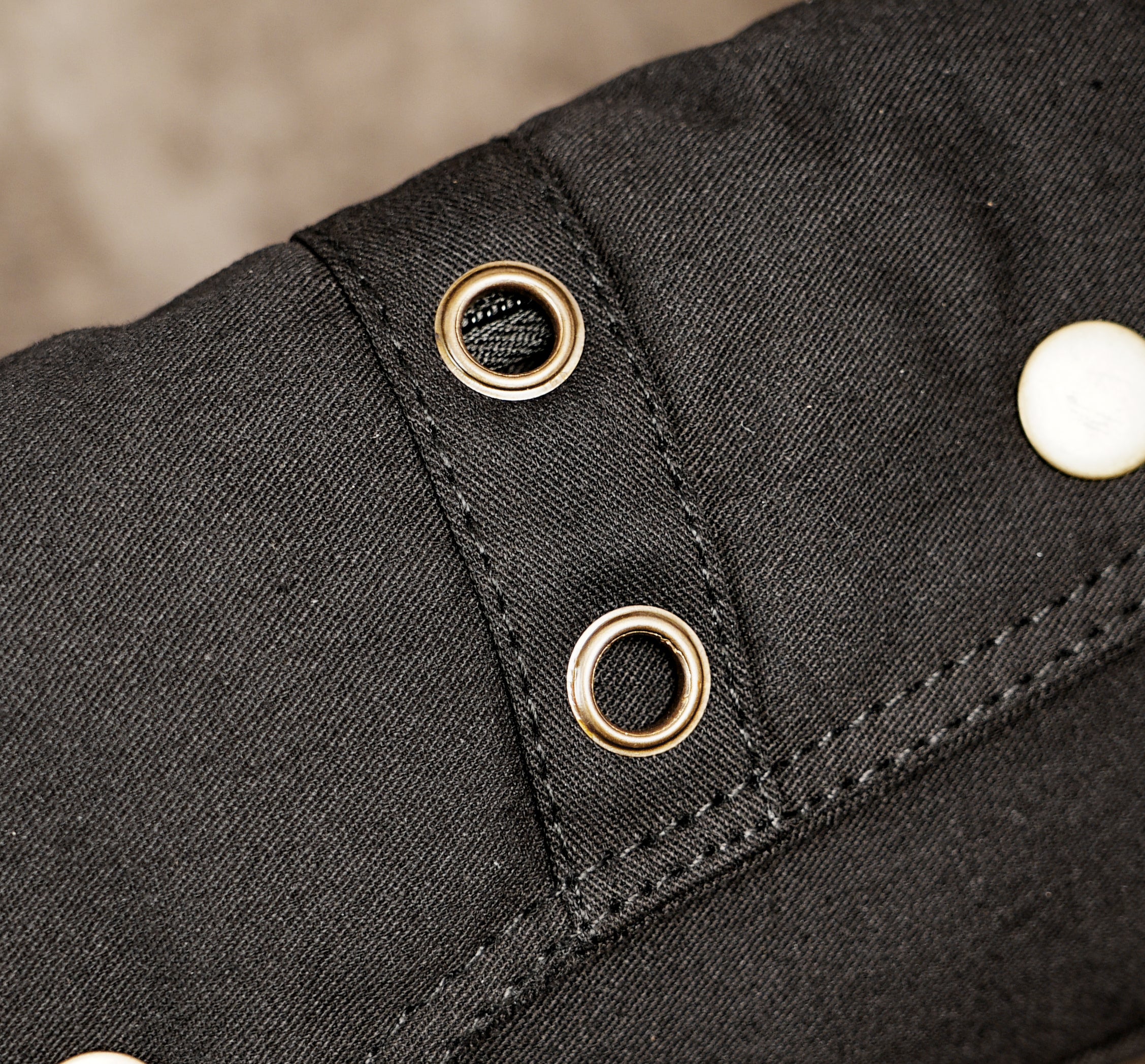 Multi-pocket black cotton travel belt bag for hands-free carrying