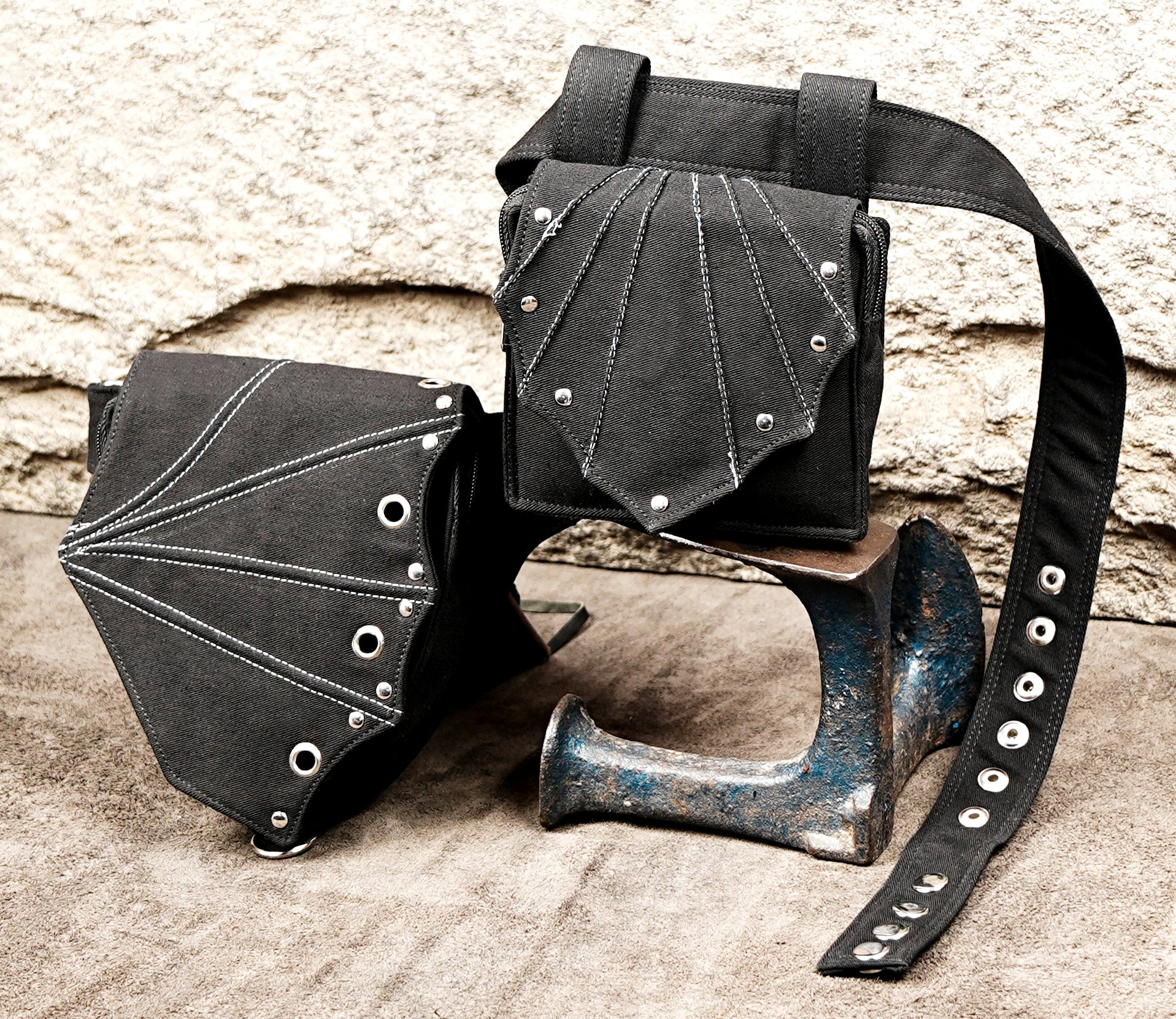 Bohemian waist pouch with eyelet detailing