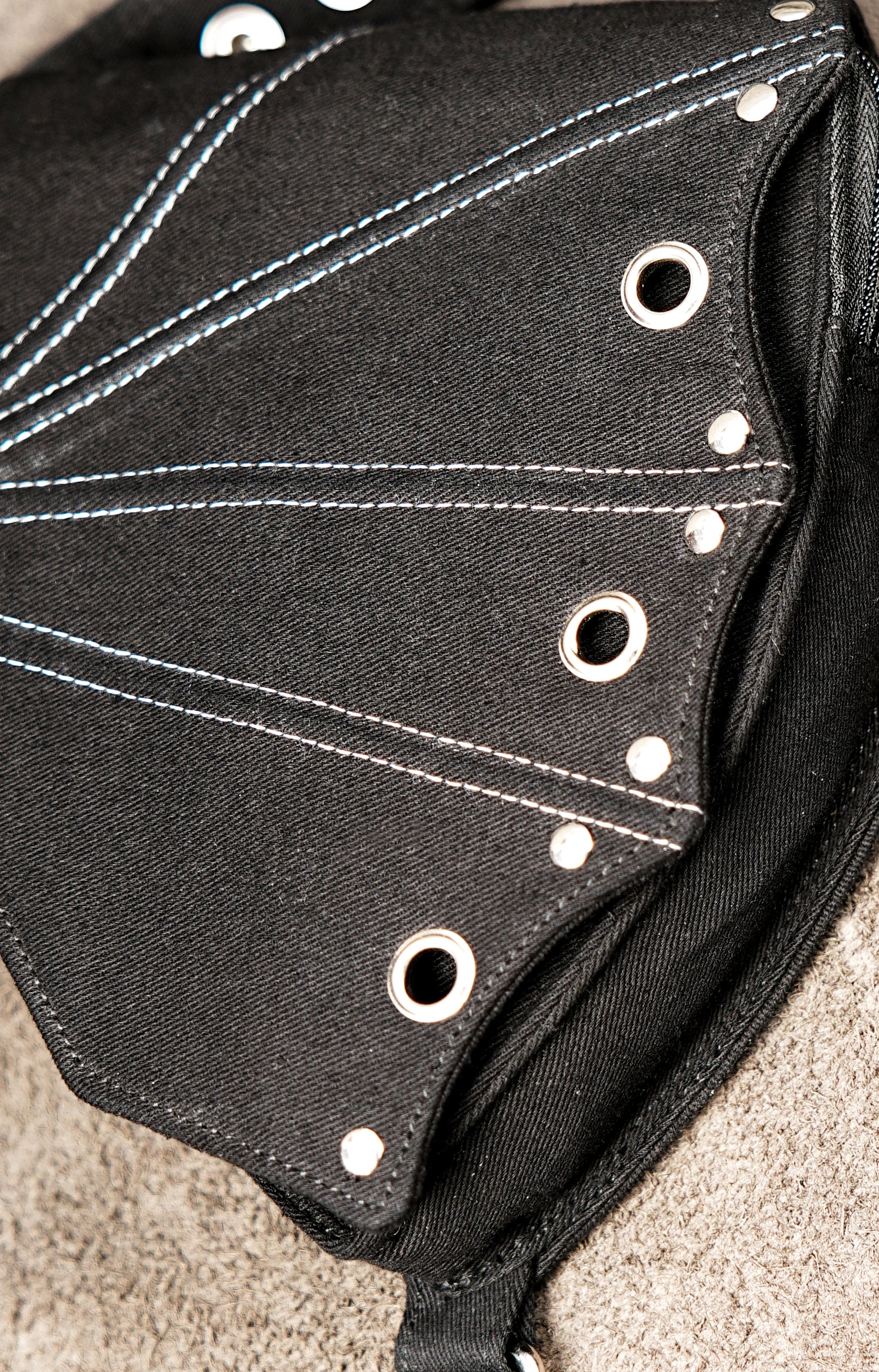 Tribal style belt bag with silver eyelets