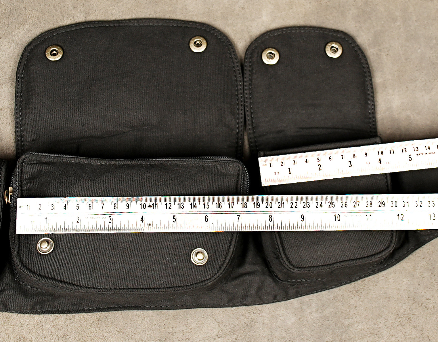 Black cotton pocket belt for hiking, travel and outdoor use