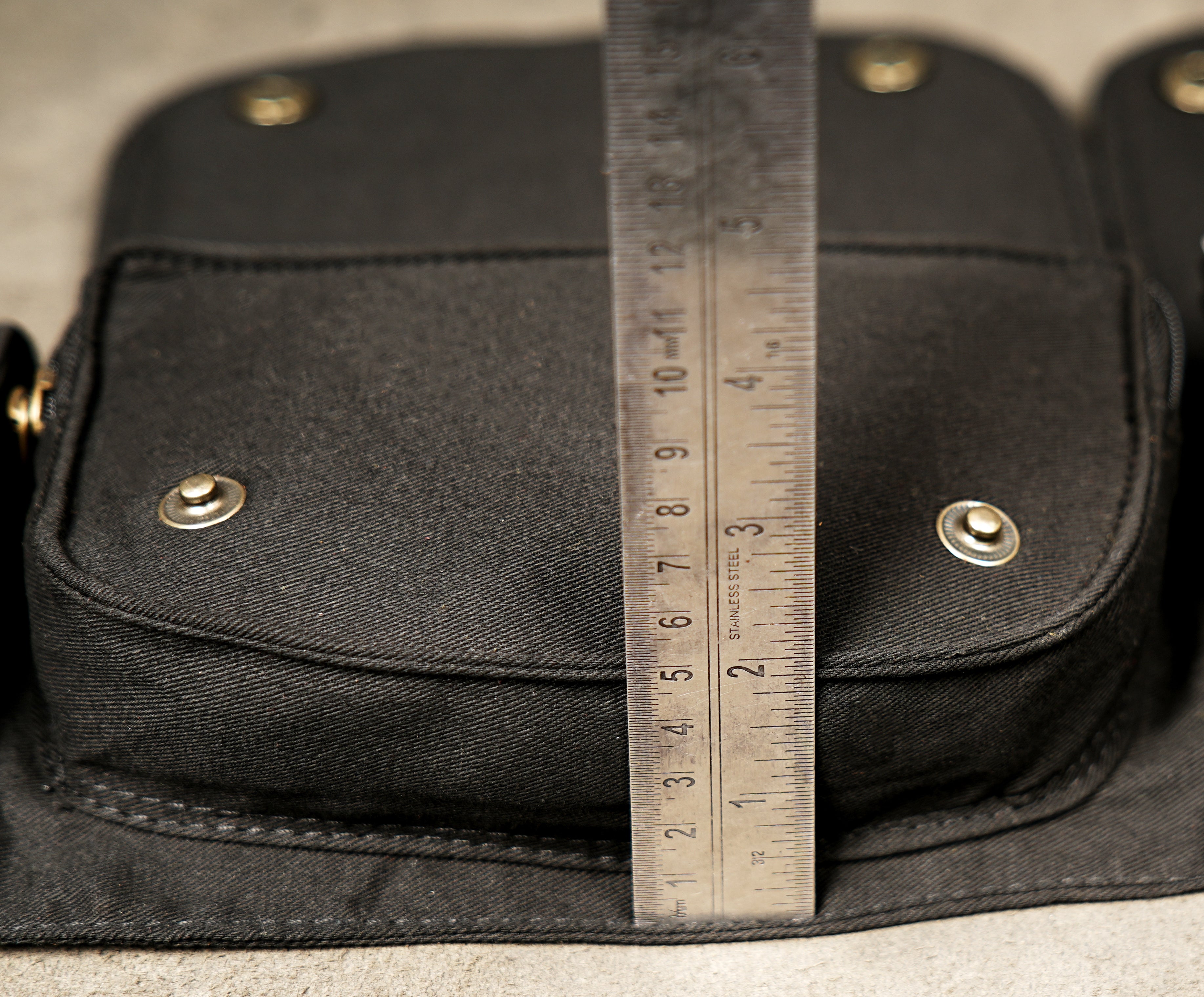 Steampunk style black cotton utility belt with pockets