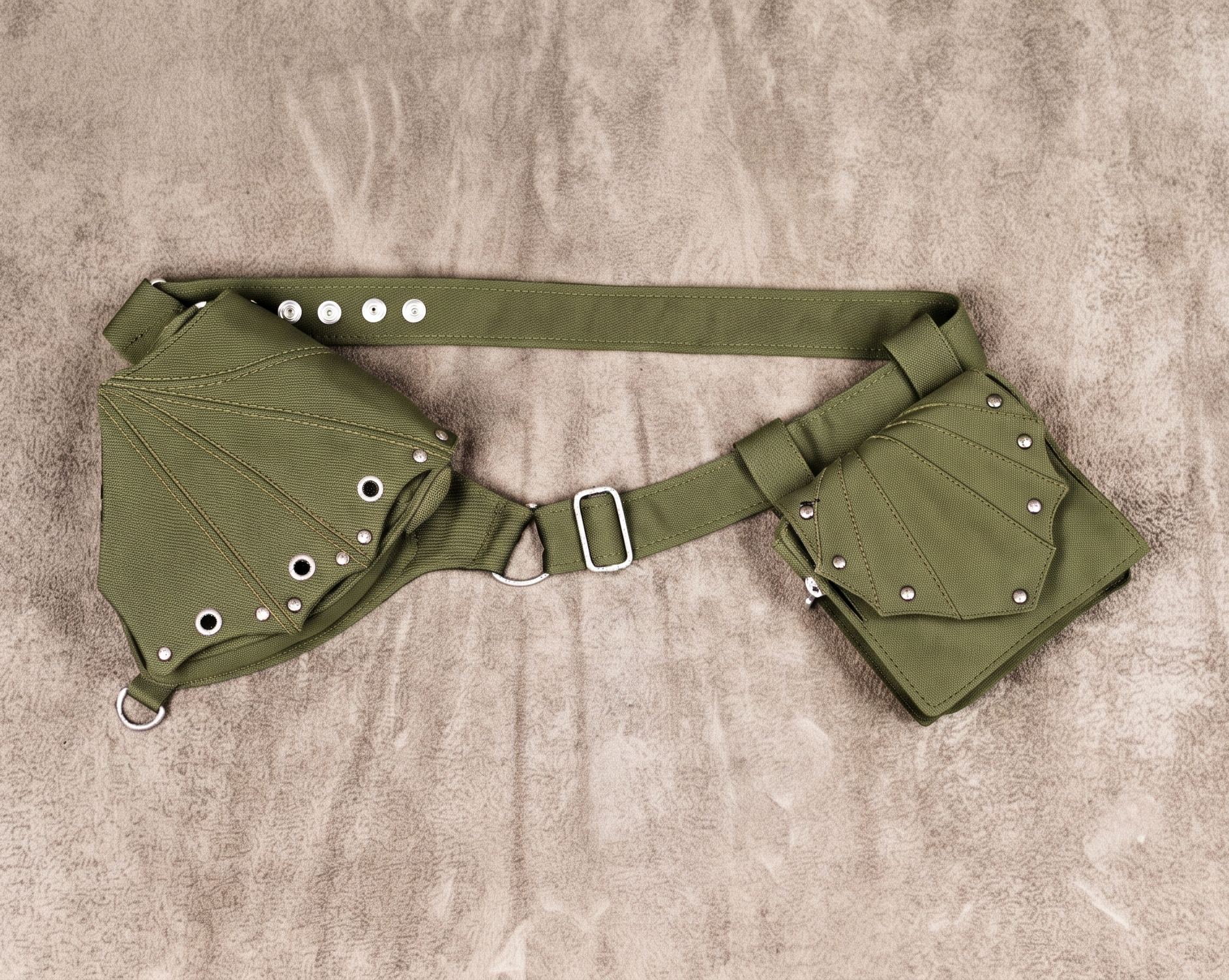 Black cotton waist belt bag with snap button adjustable strap