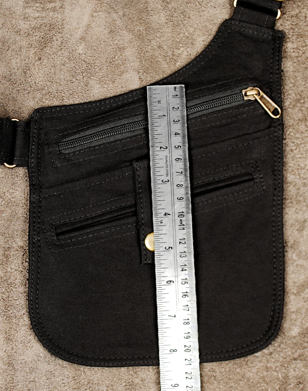 Lightweight black cotton holster bag with adjustable shoulder straps
