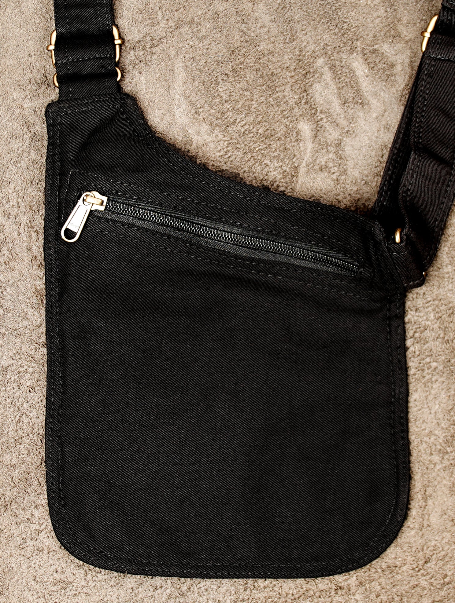 Black cotton dual pocket holster bag for festivals and travel