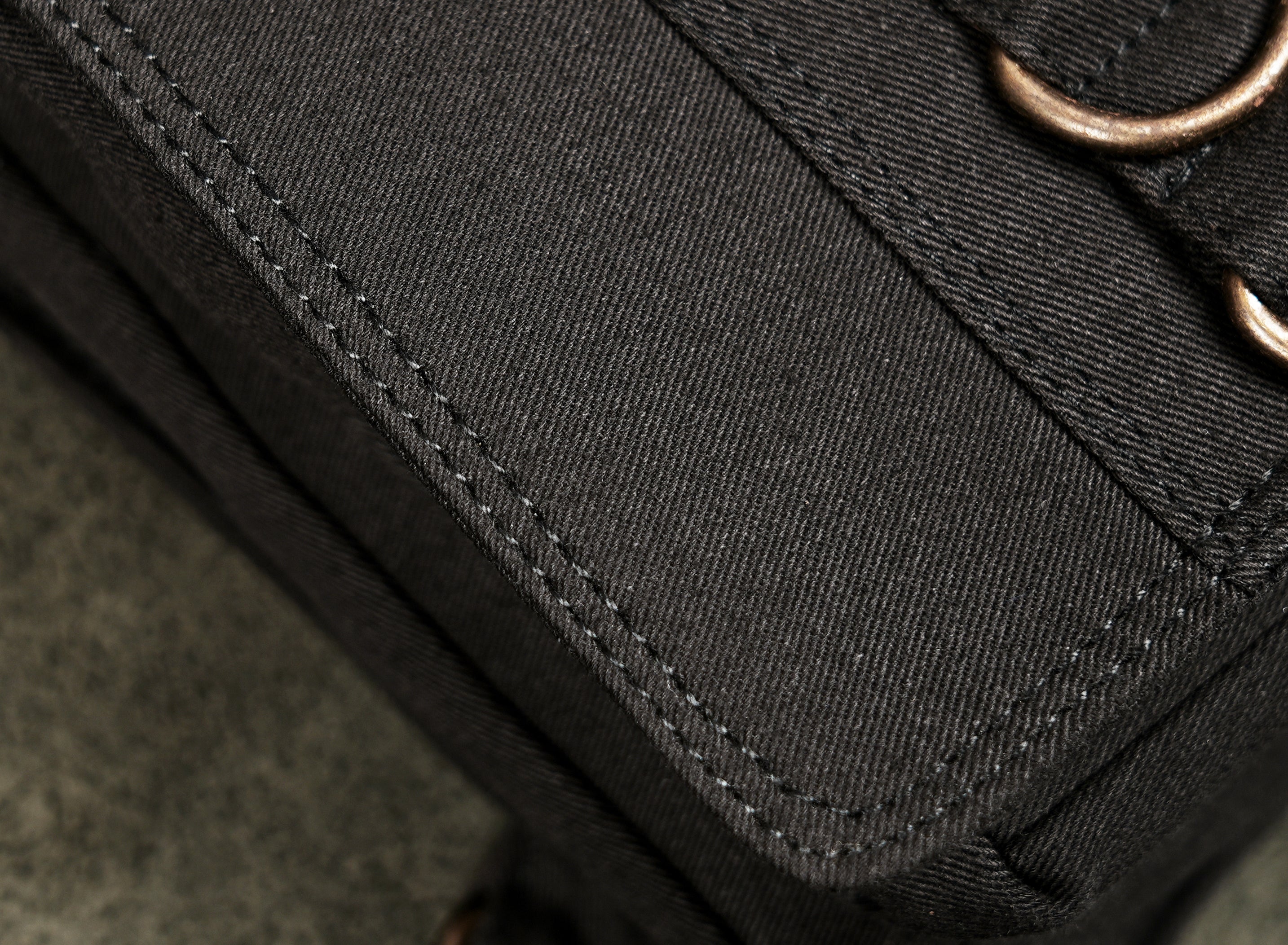 Black cotton fanny pack with thigh strap for festivals and travel