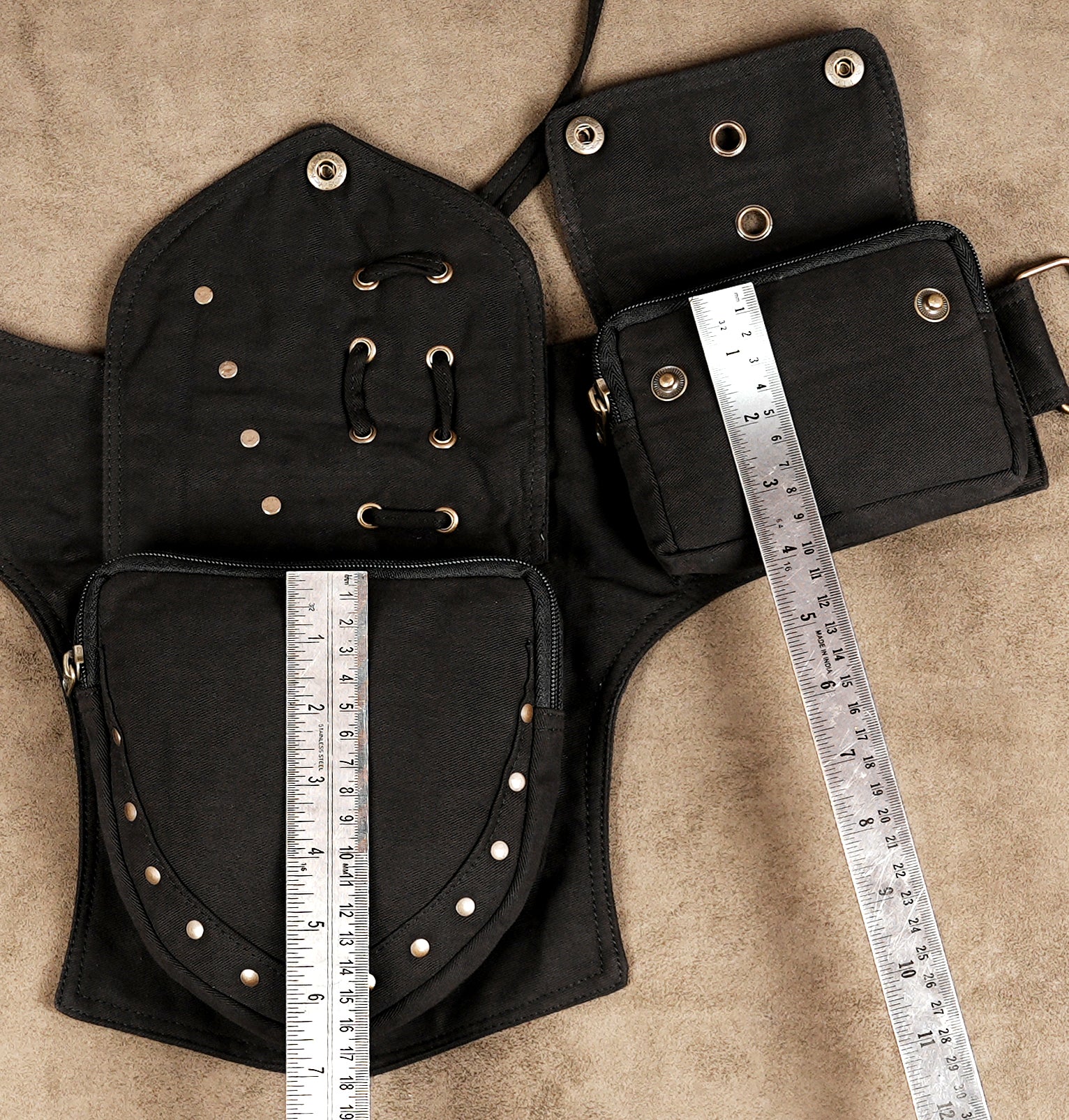Cotton tactical style waist pouch with multiple pockets
