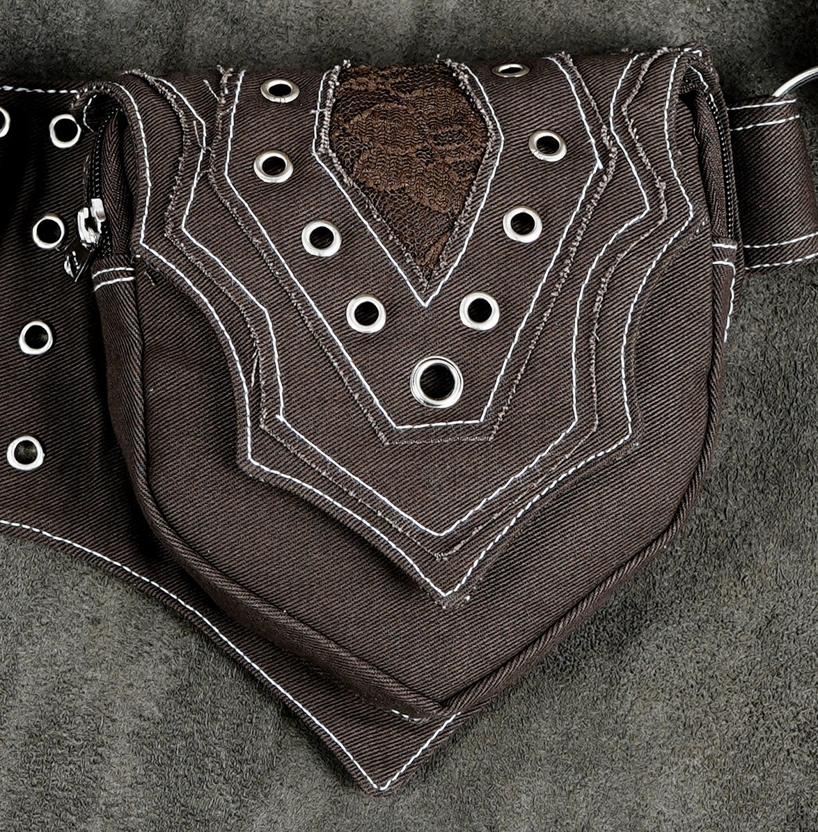 Unisex brown cotton utility belt bag for travel and festivals