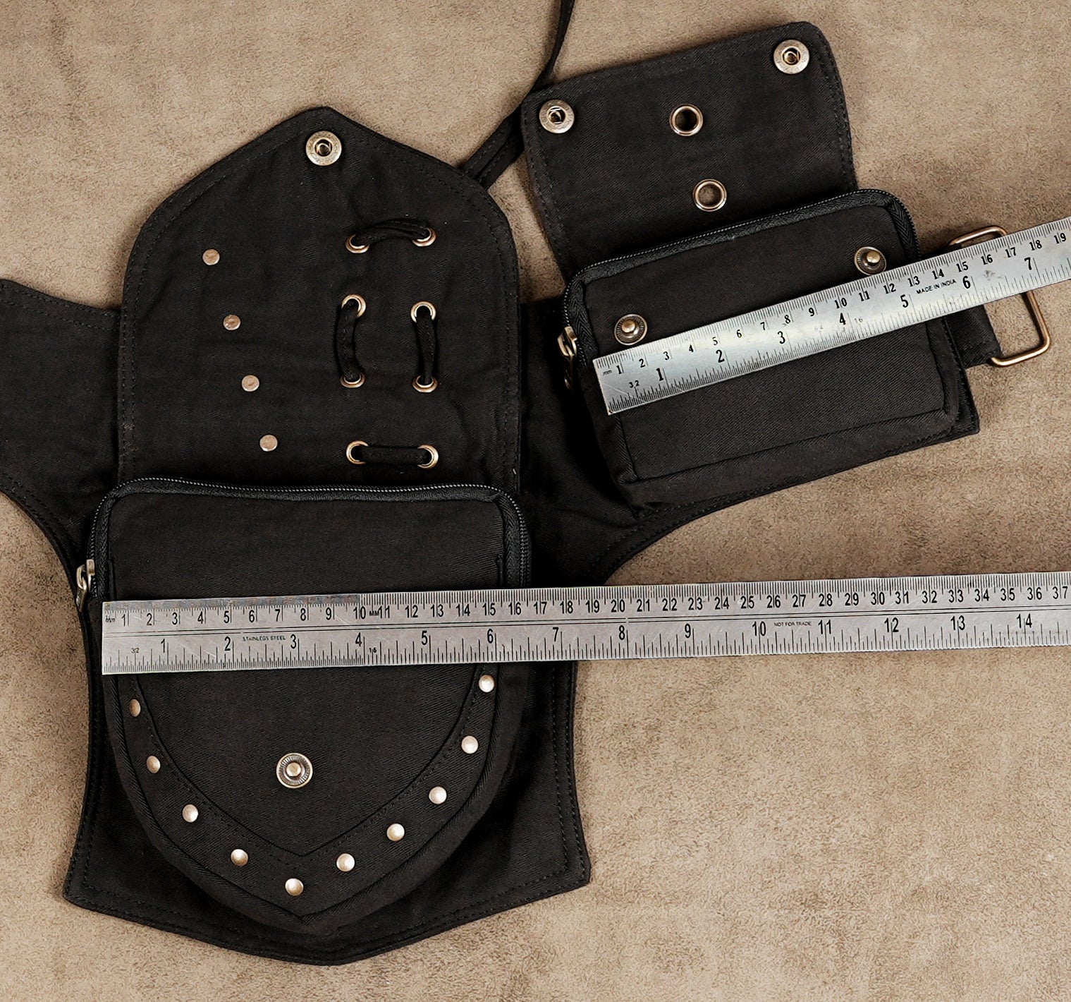 Black cotton belt pouch for travel and outdoor adventures