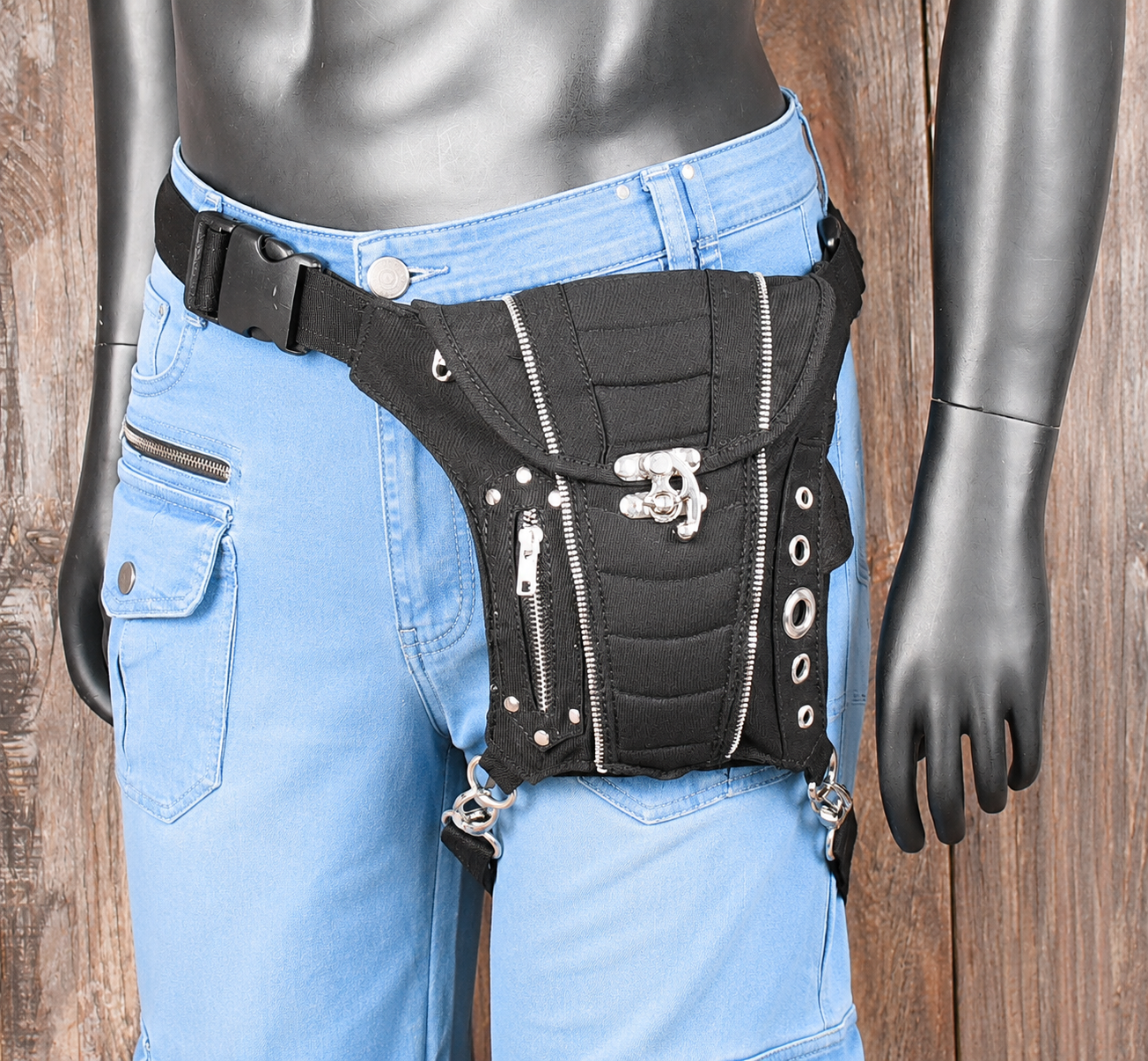 Festival Belt Pouch with Thigh Strap and Multi Zipper Storage Design