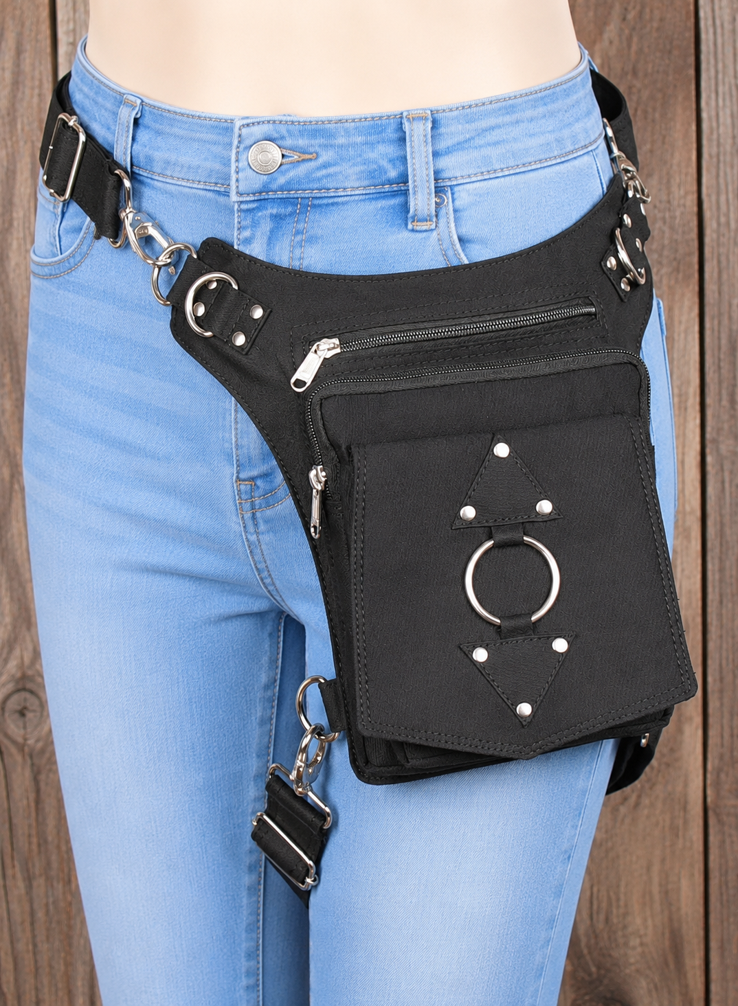 Cotton utility belt pouch with leg strap for travel hiking and events
