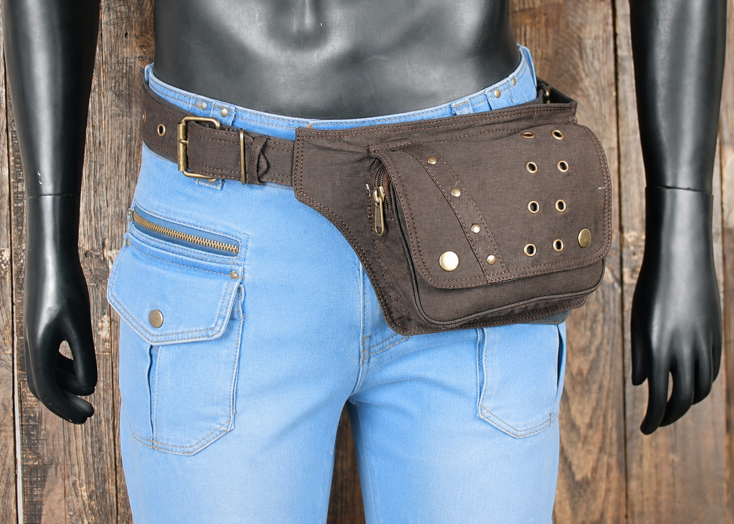 Festival fashion waist bag with durable cotton fabric and storage pocket