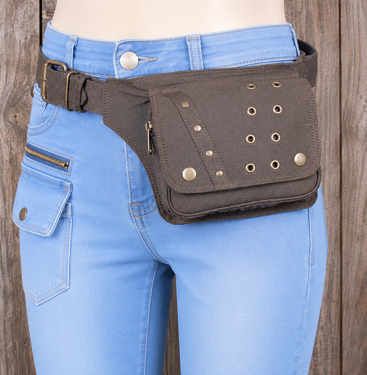 Black cotton belt bag with secure storage for festivals and daily use