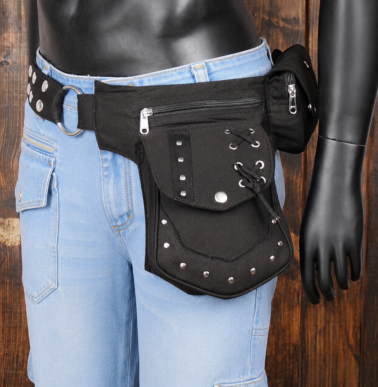 Handmade utility belt bag with secure zippered storage