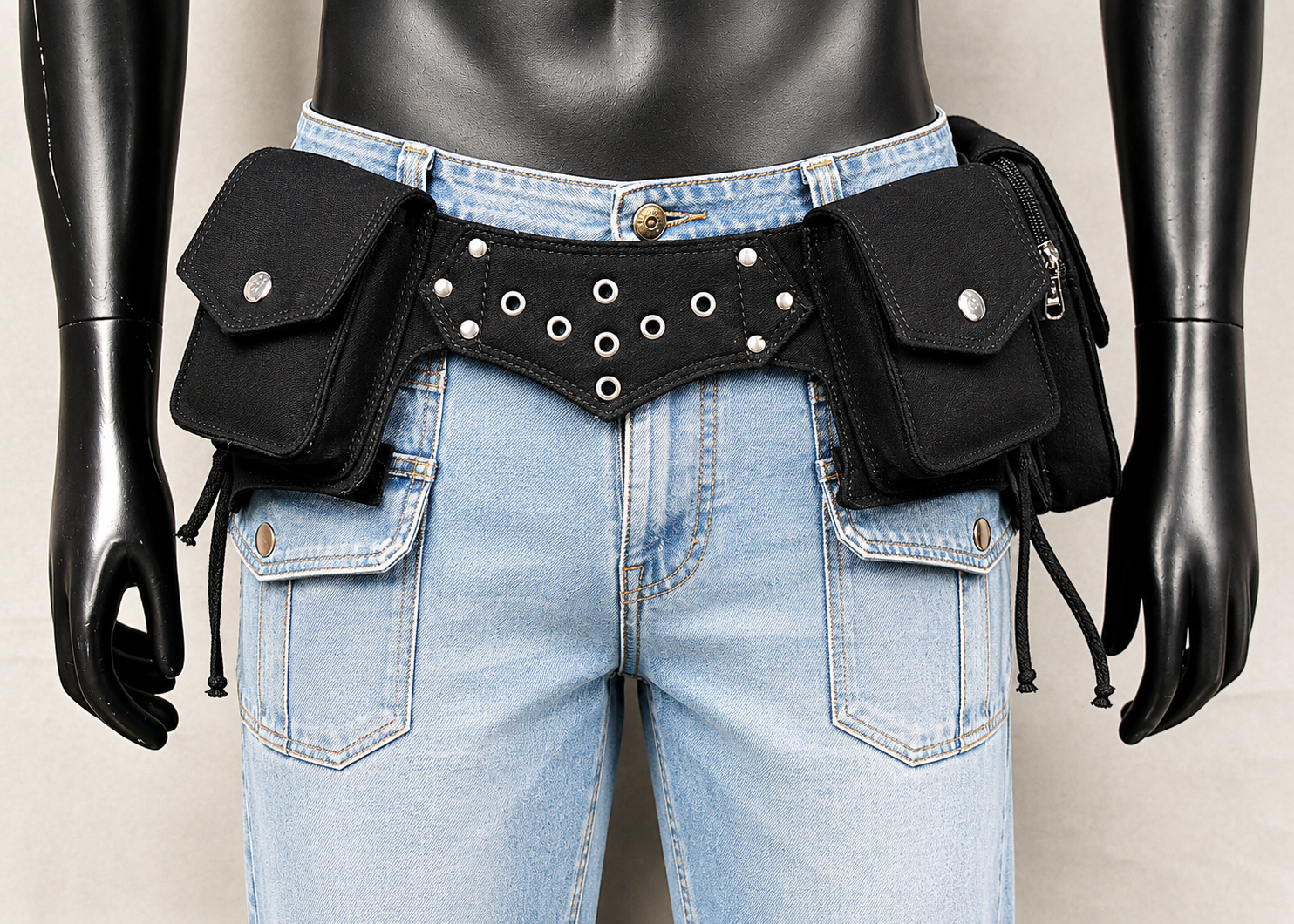 Black utility waist pack for men and women
