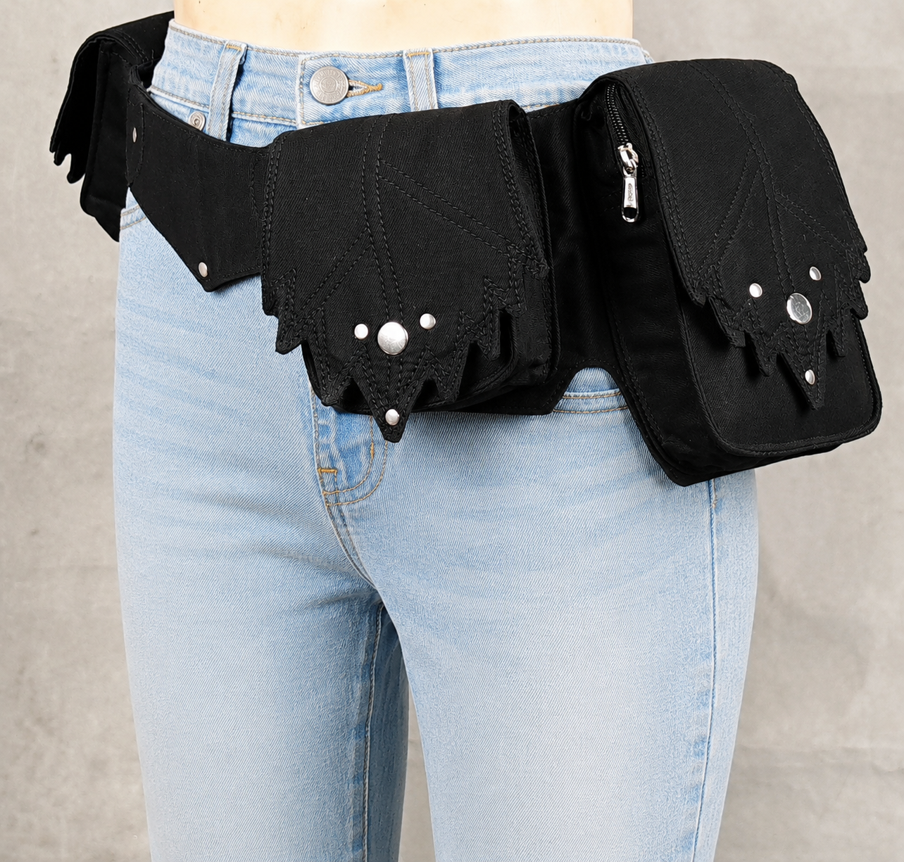 Gothic festival pouch with secure zipper compartment